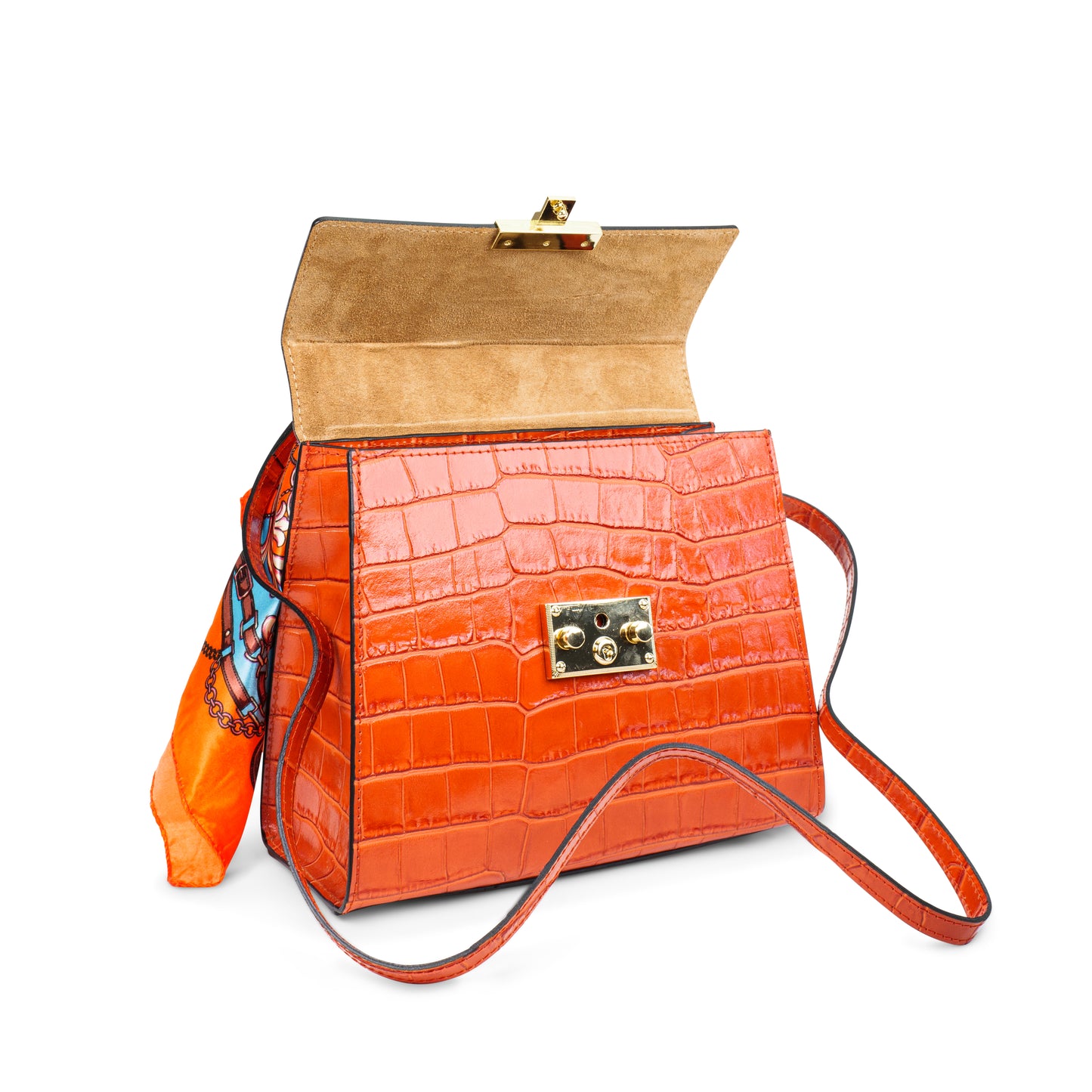 BORSA HAZEL IN PELLE COCCO ARANCIONE