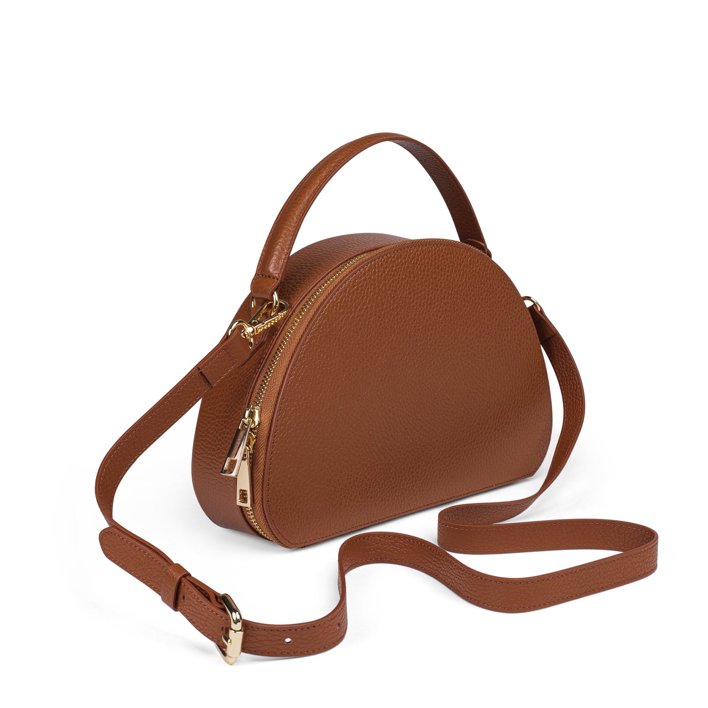 BORSA HALF MOON IN VERA PELLE MEDIA CUOIO