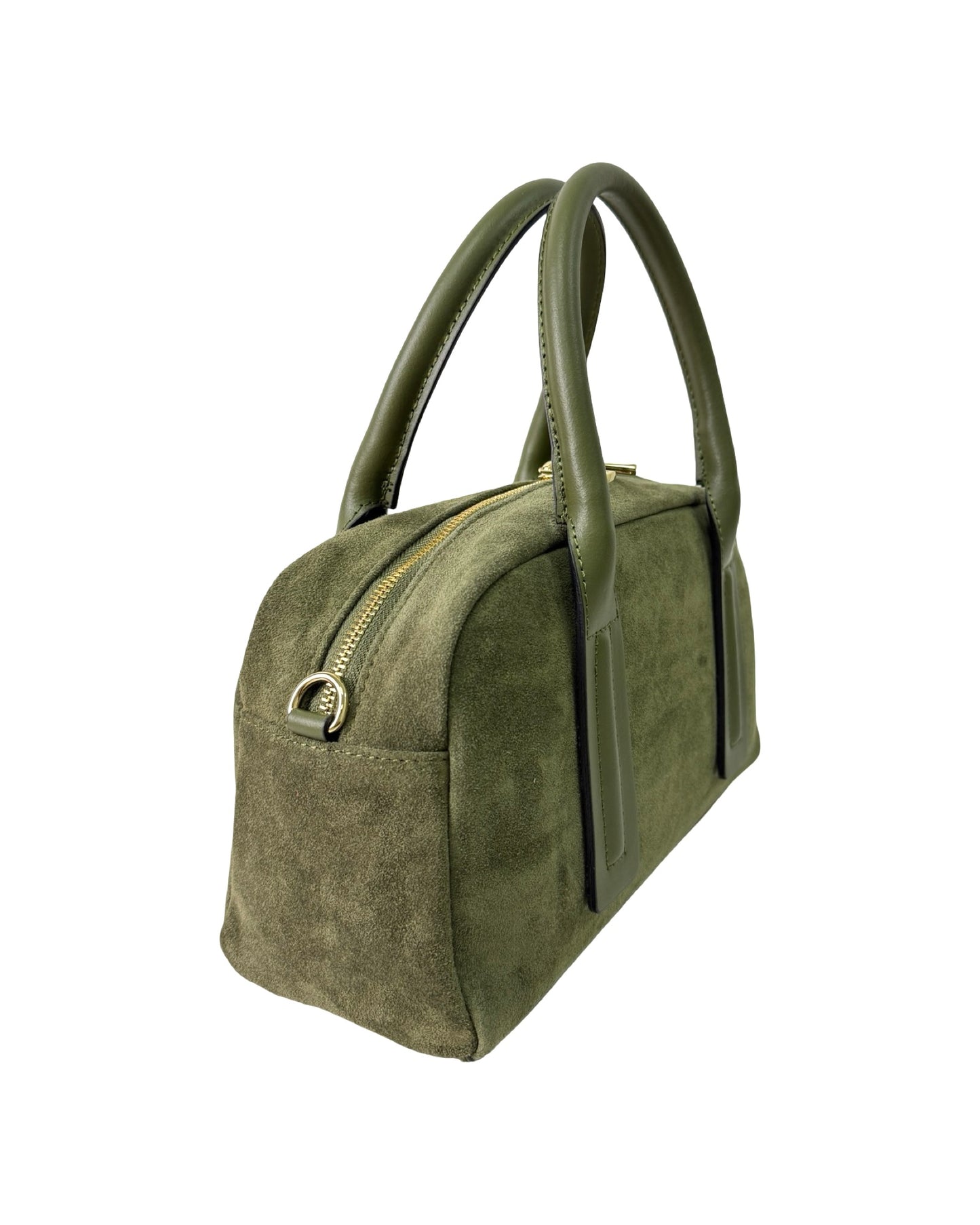 BORSA CHANTAL IN PELLE E CAMOSCIO VERDE MILITARE