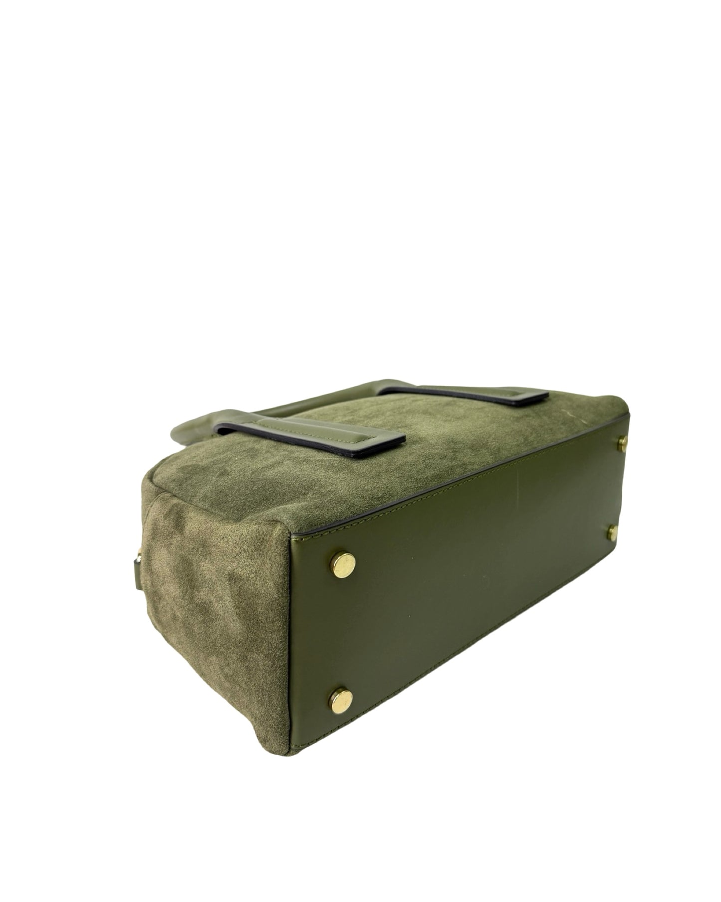 BORSA CHANTAL IN PELLE E CAMOSCIO VERDE MILITARE