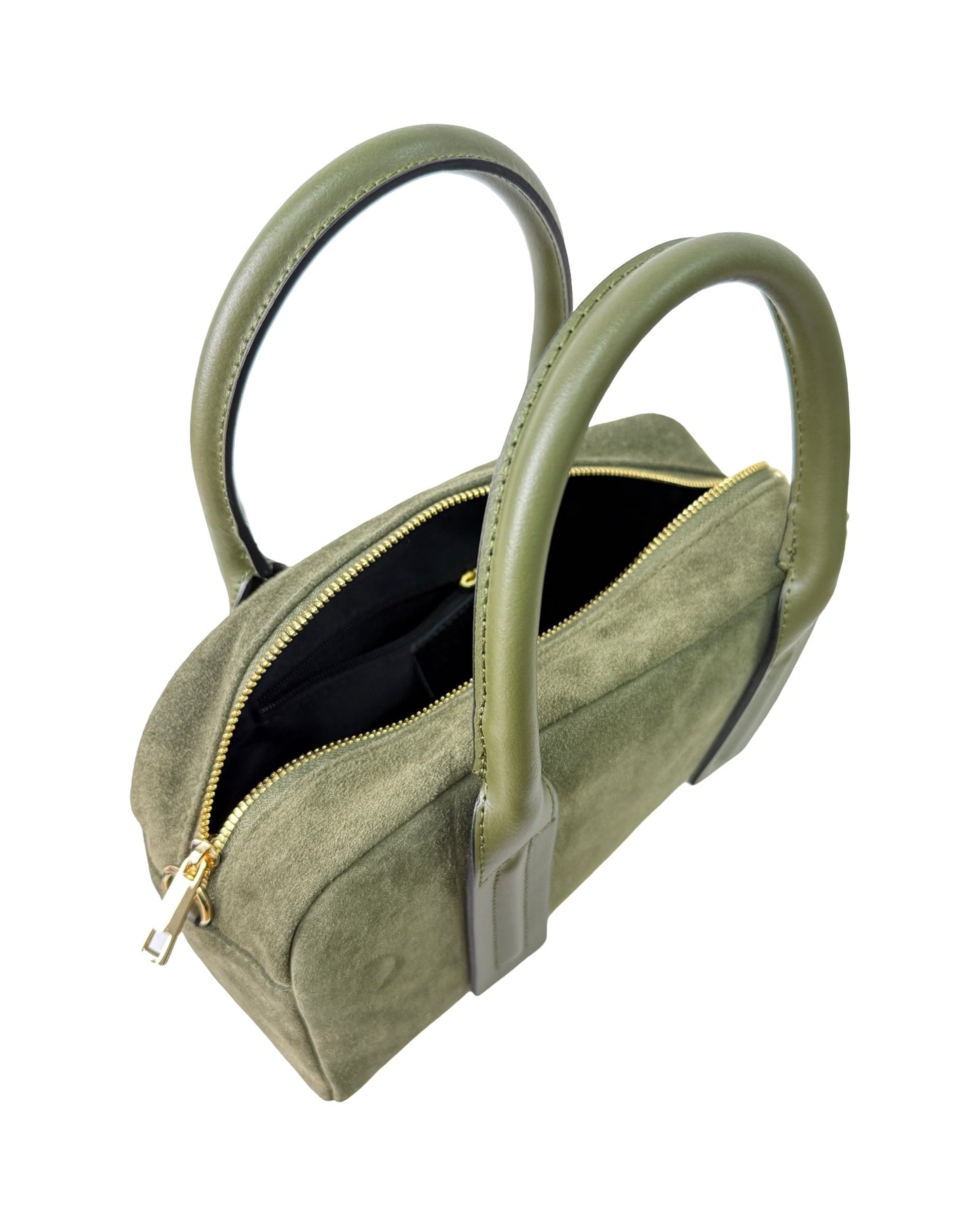 BORSA CHANTAL IN PELLE E CAMOSCIO VERDE MILITARE