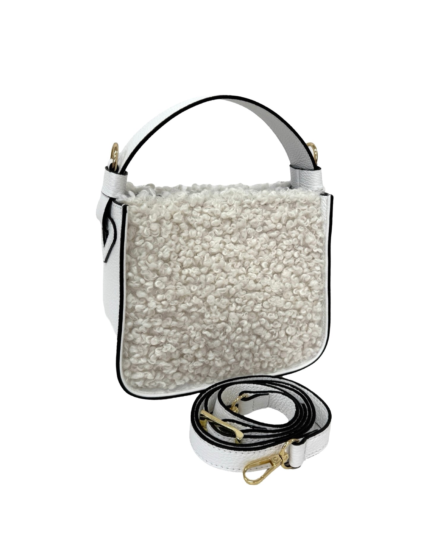 BORSA THEA IN PELLE E TEDDY SINTETICA BIANCA