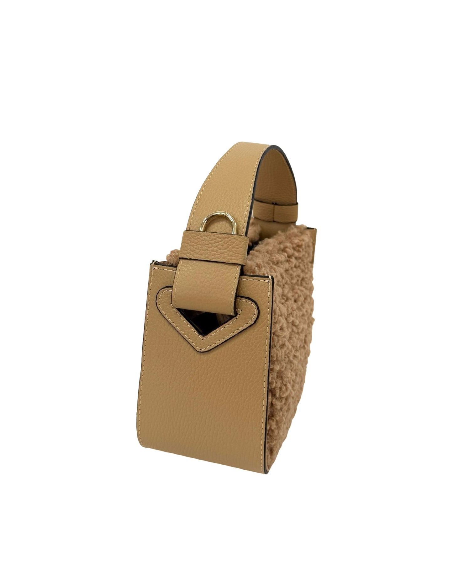 BORSA THEA IN PELLE E TEDDY SINTETICA CAMEL
