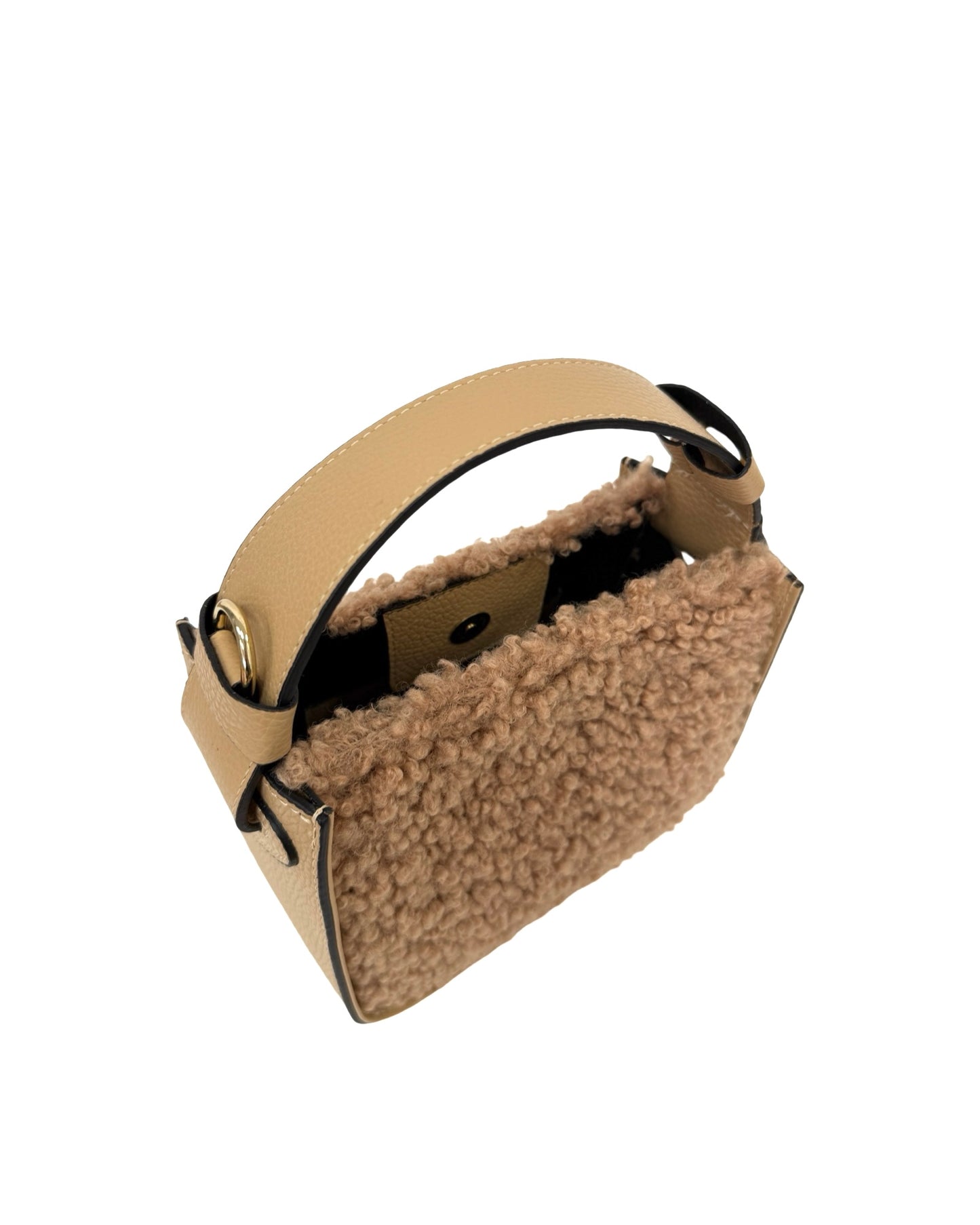 BORSA THEA IN PELLE E TEDDY SINTETICA CAMEL