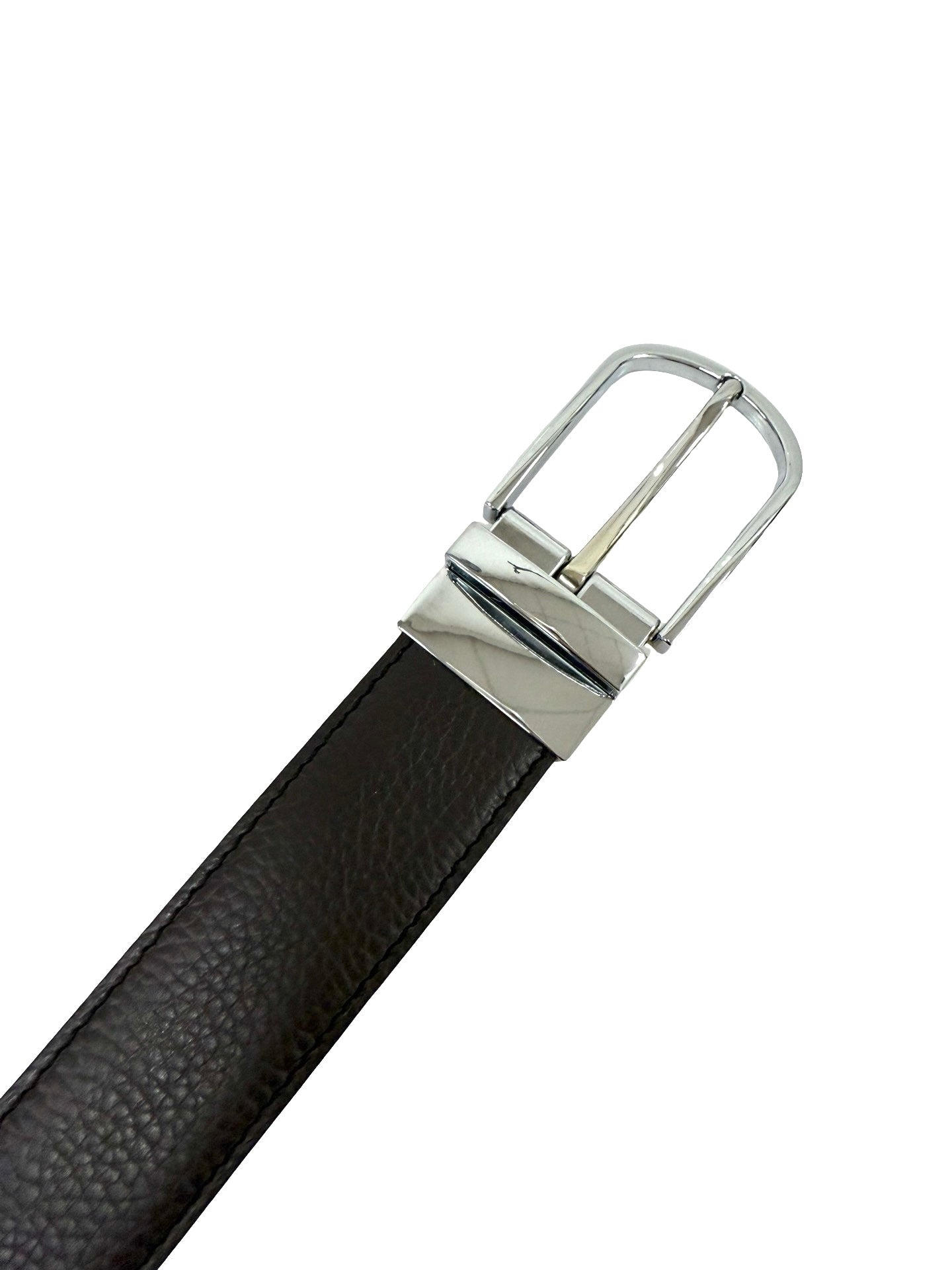 CINTURA IN VERA PELLE MARRONE SCURO METALLO ARGENTO