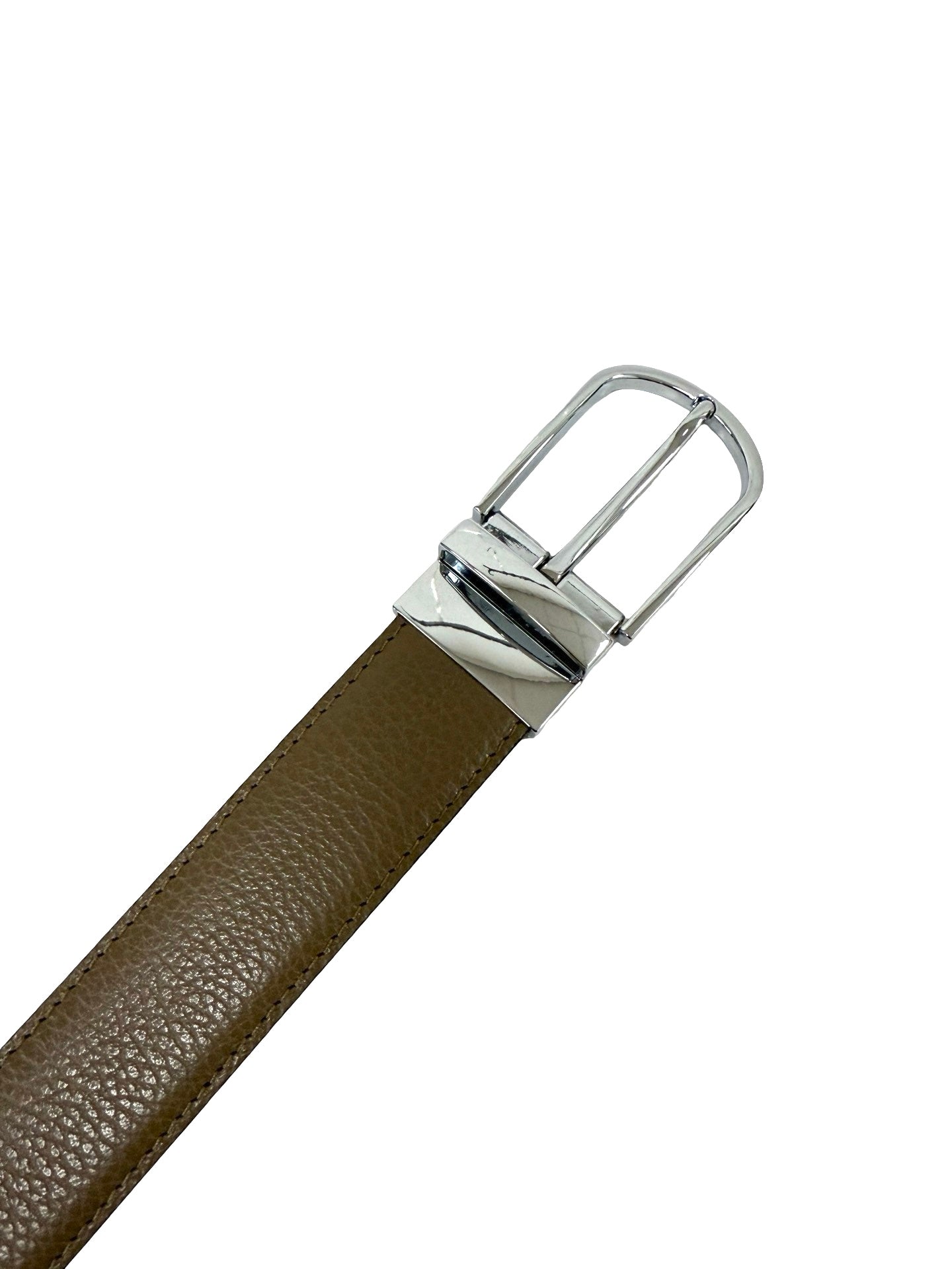 CINTURA IN VERA PELLE TAUPE METALLO ARGENTO