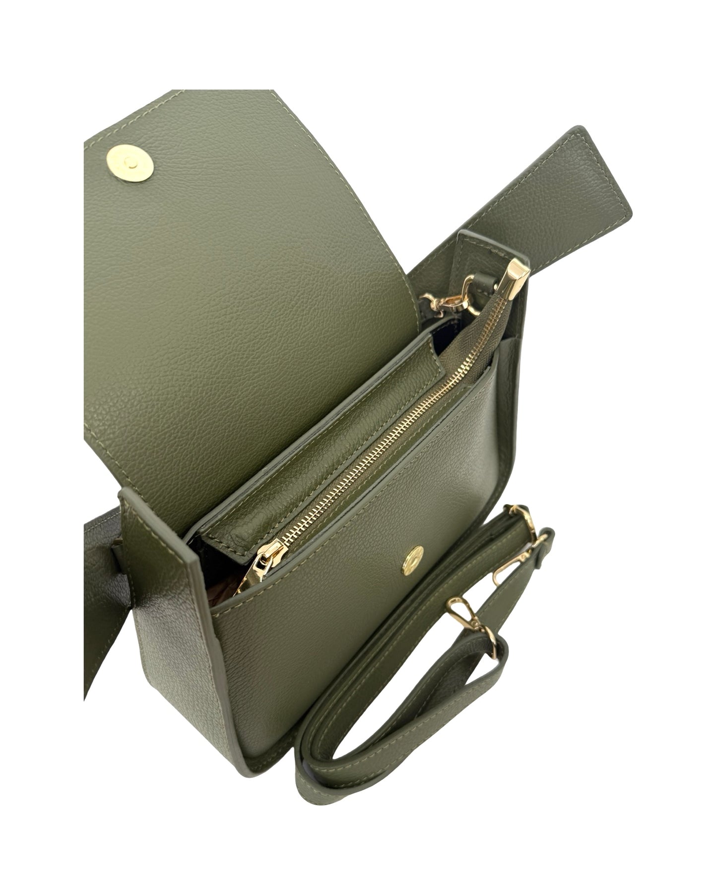 BORSA OLIVIA IN PELLE VERDE OLIVA
