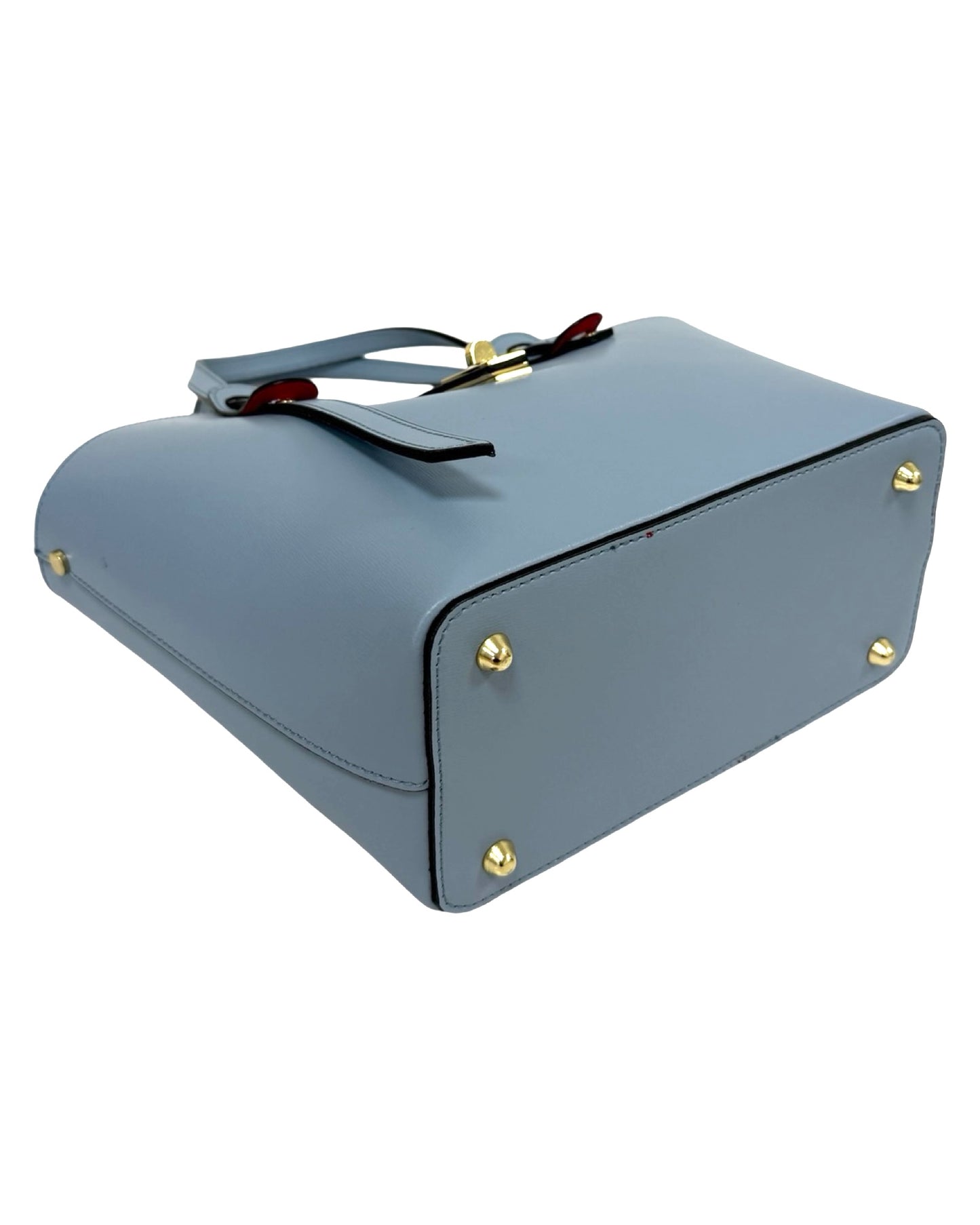 BORSA LEA VERA PELLE CELESTE