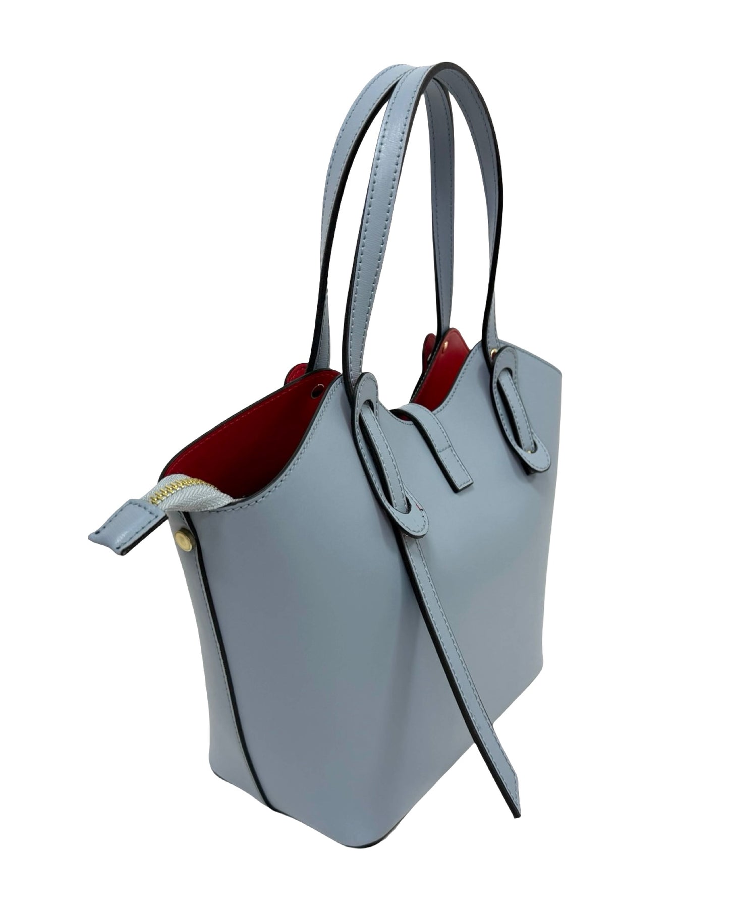 BORSA LEA VERA PELLE CELESTE