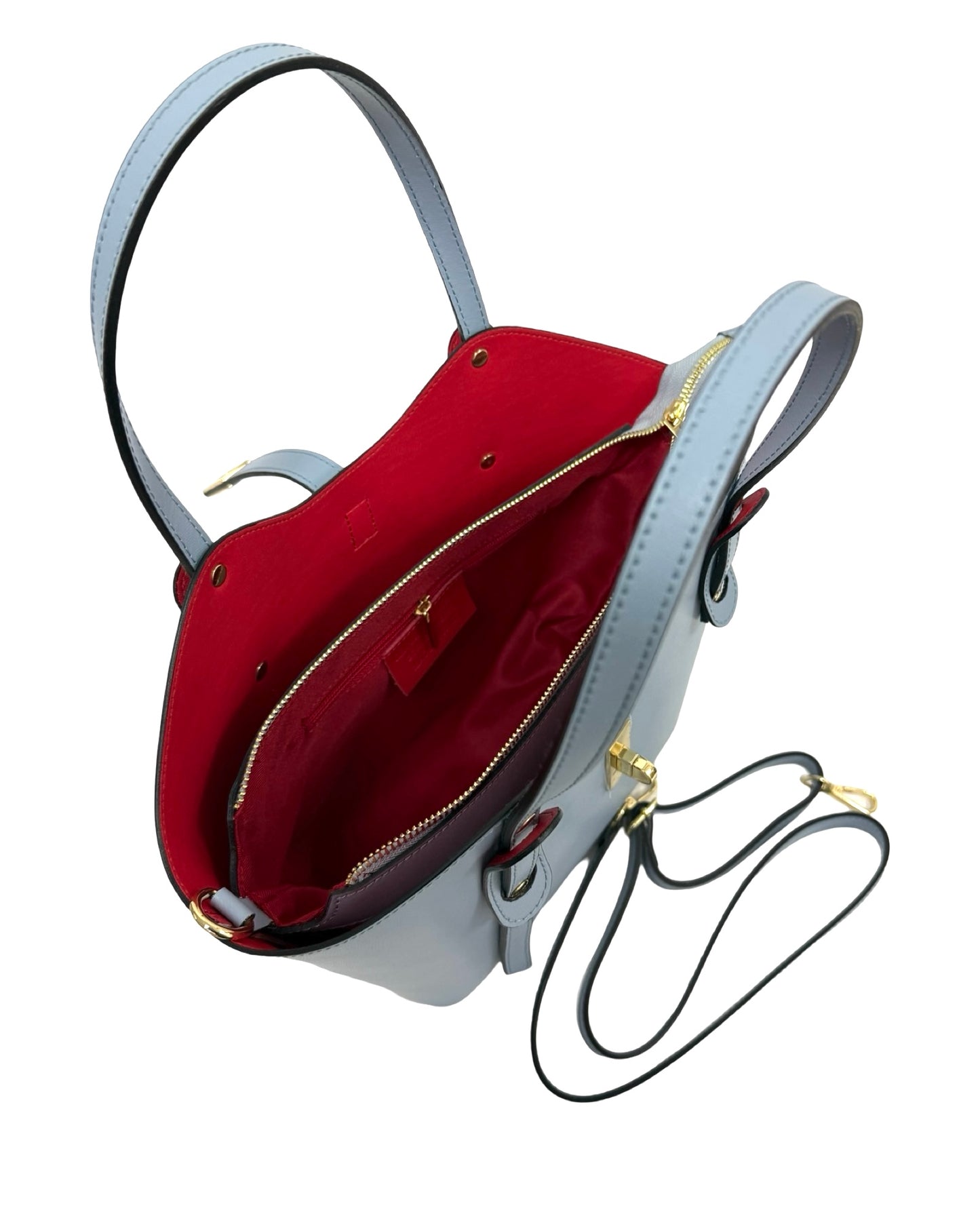 BORSA LEA VERA PELLE CELESTE