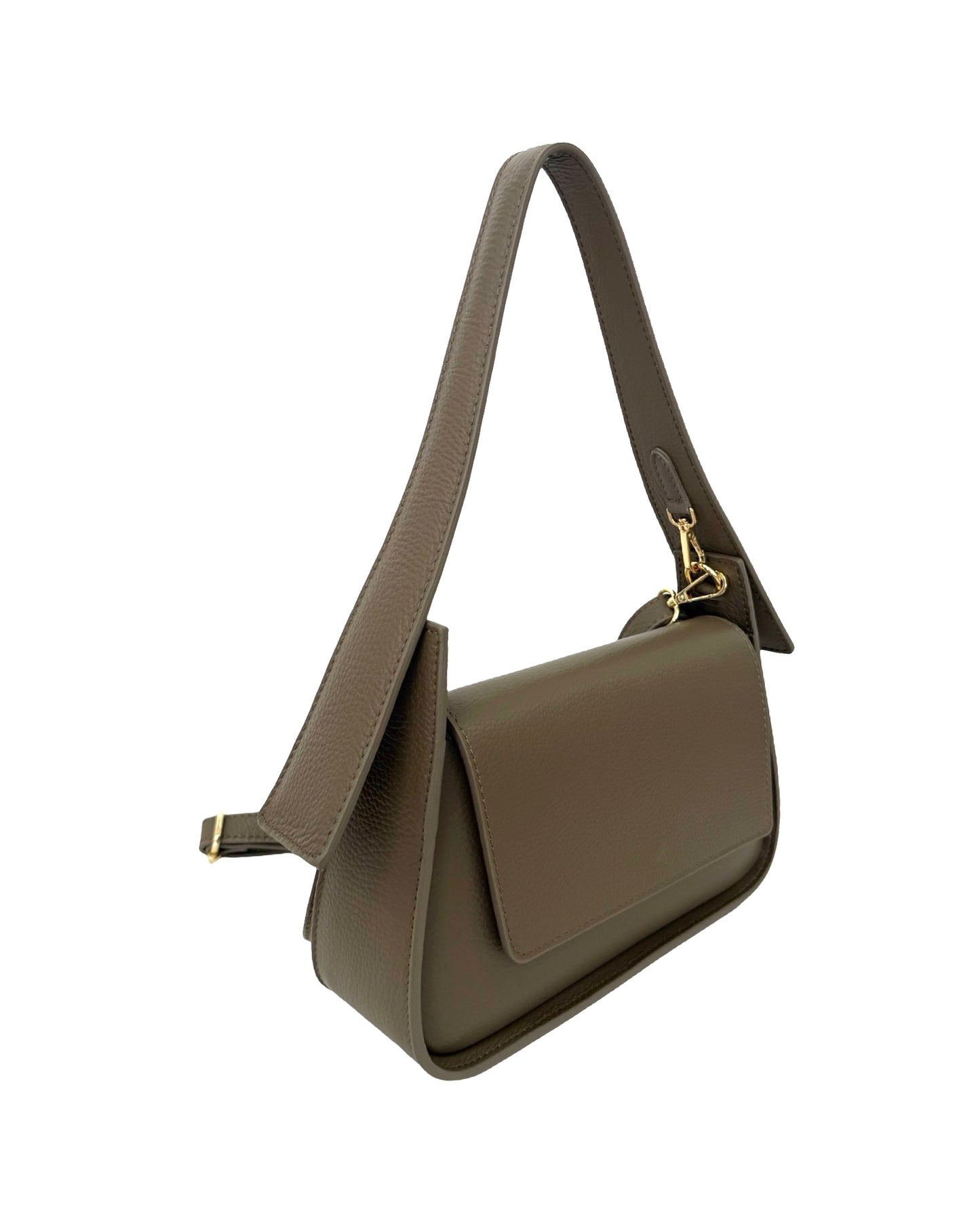 BORSA OLIVIA IN PELLE TAUPE SCURO