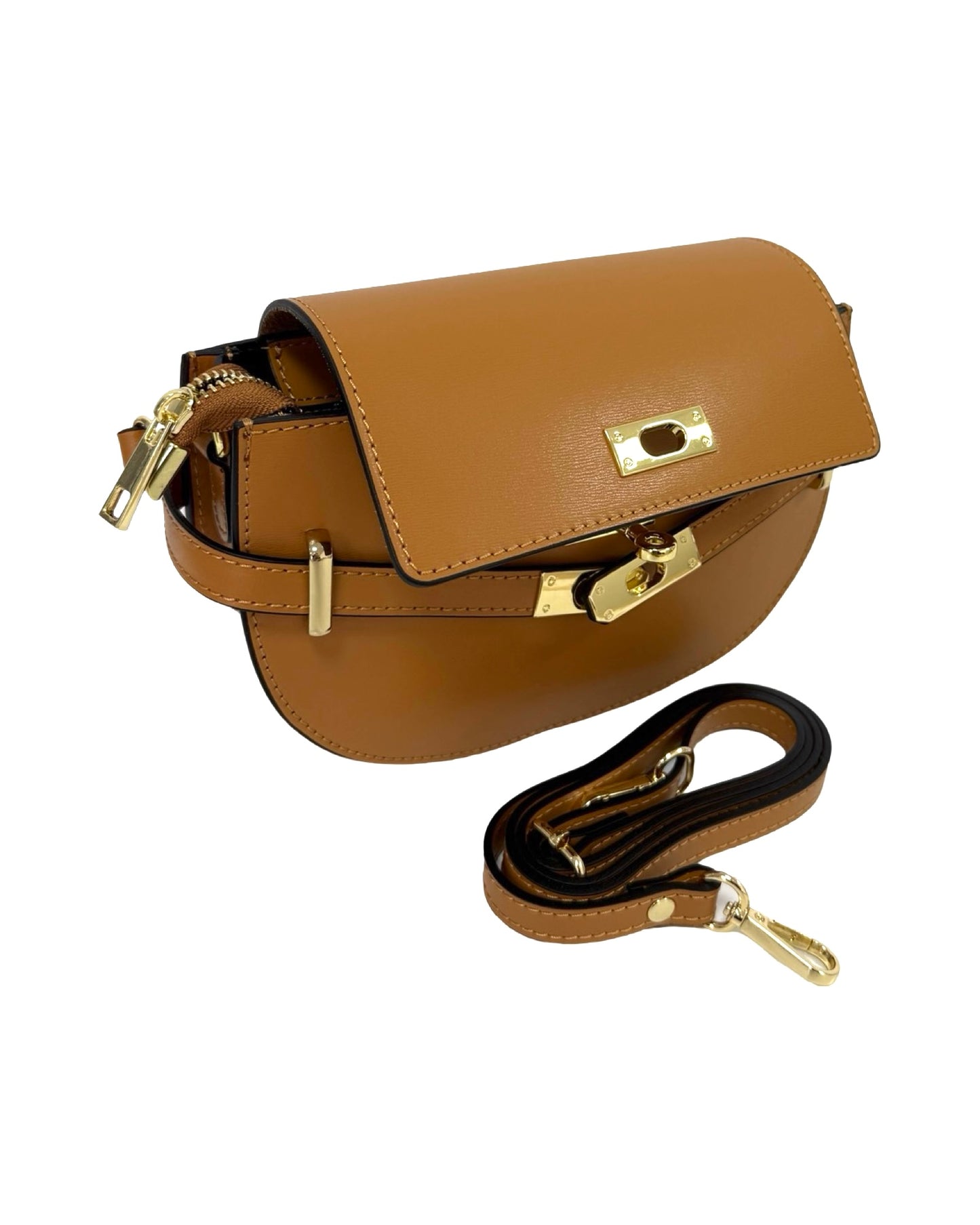 BORSA LEXY VERA PELLE CUOIO