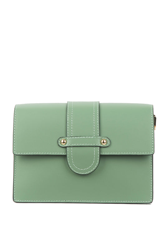 BORSA IVY IN PELLE SPAZZOLATA VERDE MENTA