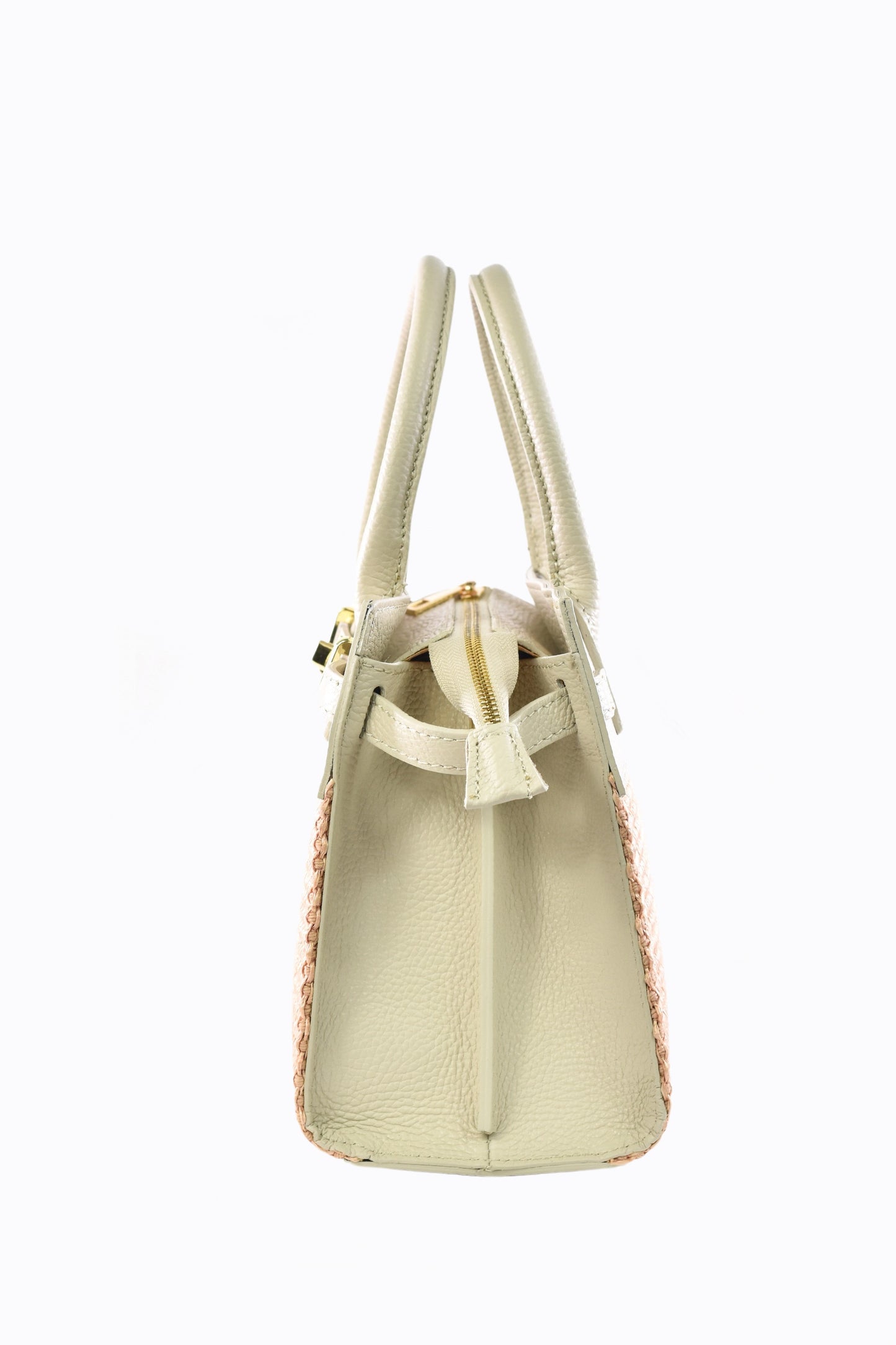 BORSA LYNDA IN PELLE E RAFFIA BEIGE