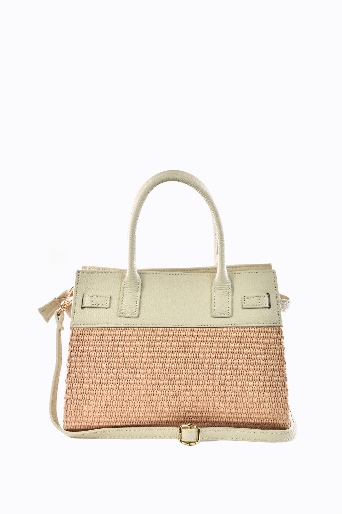 BORSA LYNDA IN PELLE E RAFFIA BEIGE