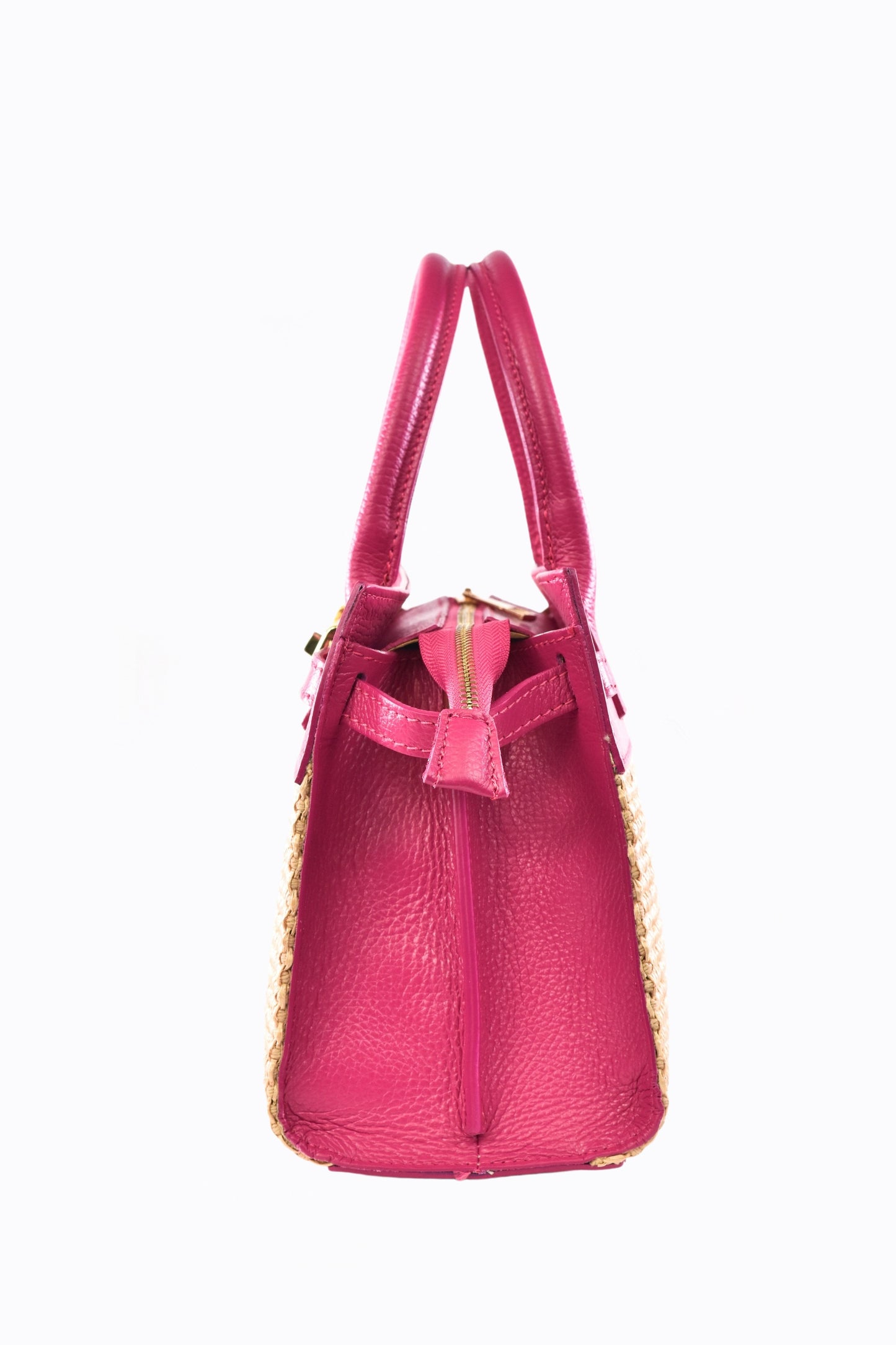 BORSA LYNDA IN PELLE E RAFFIA FUXIA