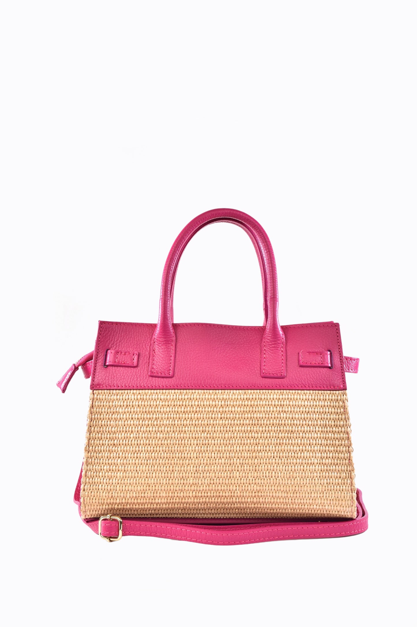 BORSA LYNDA IN PELLE E RAFFIA FUXIA