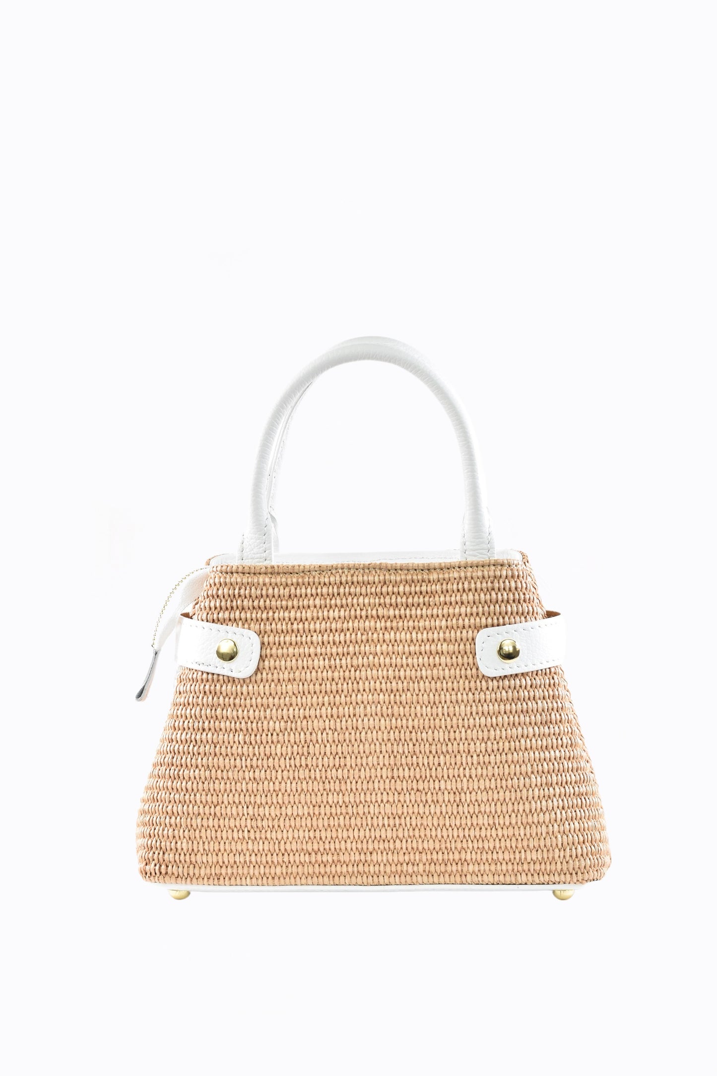 BORSA MYRA IN PELLE E RAFFIA BIANCO