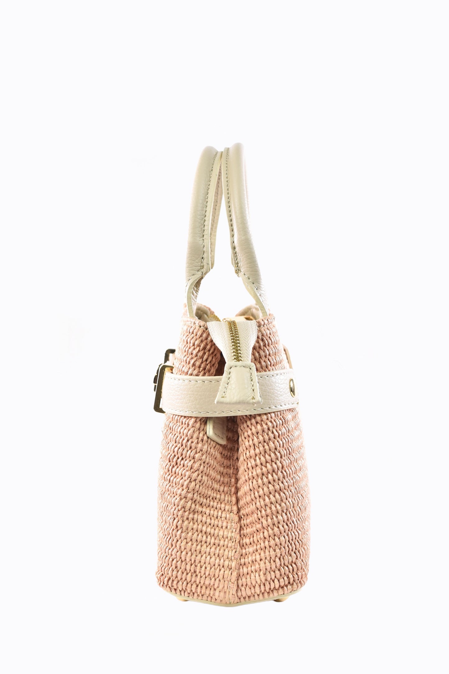 BORSA MYRA IN PELLE E RAFFIA BEIGE