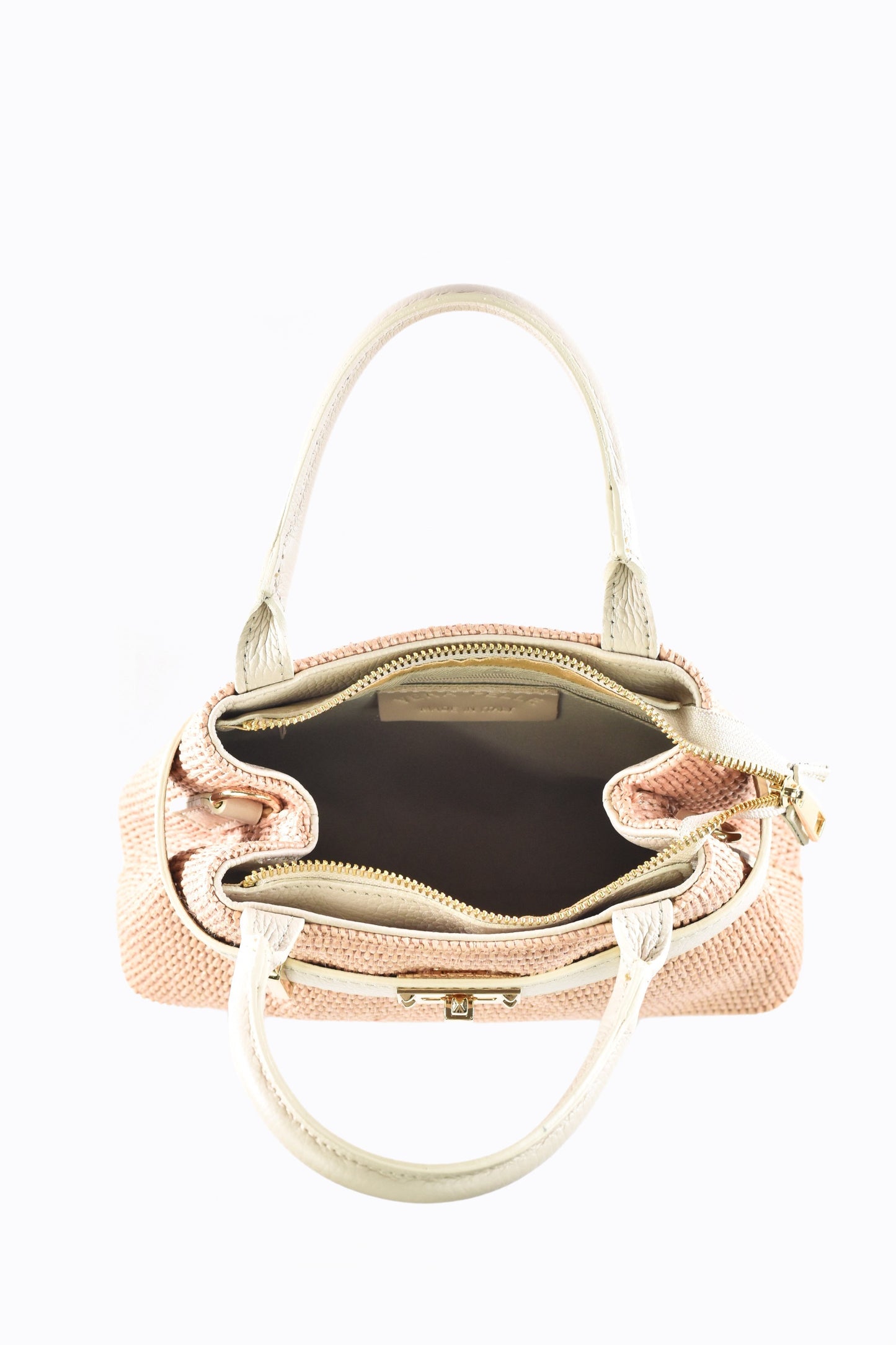 BORSA MYRA IN PELLE E RAFFIA BEIGE