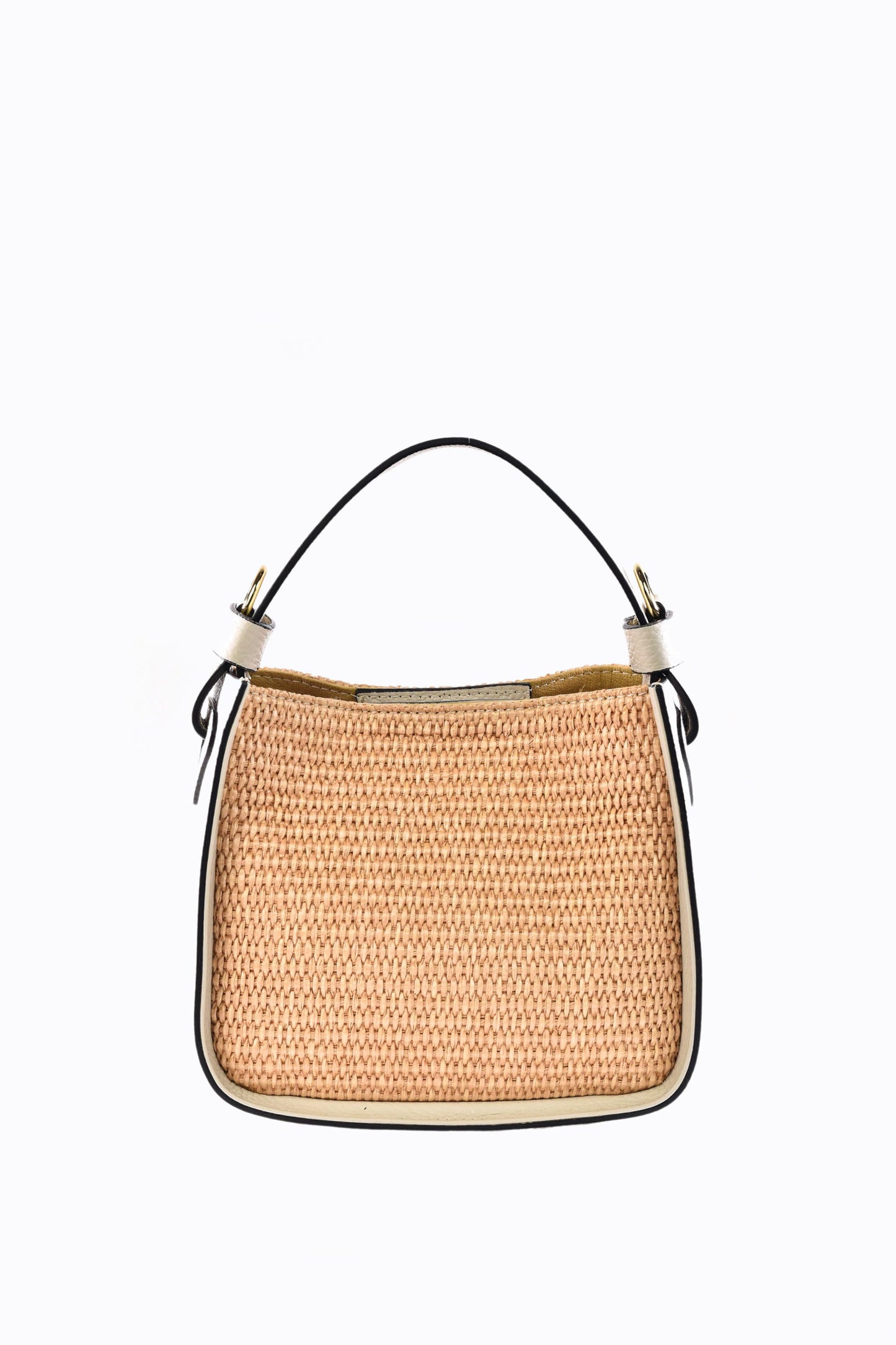 BORSA THEA IN PELLE E RAFFIA BEIGE