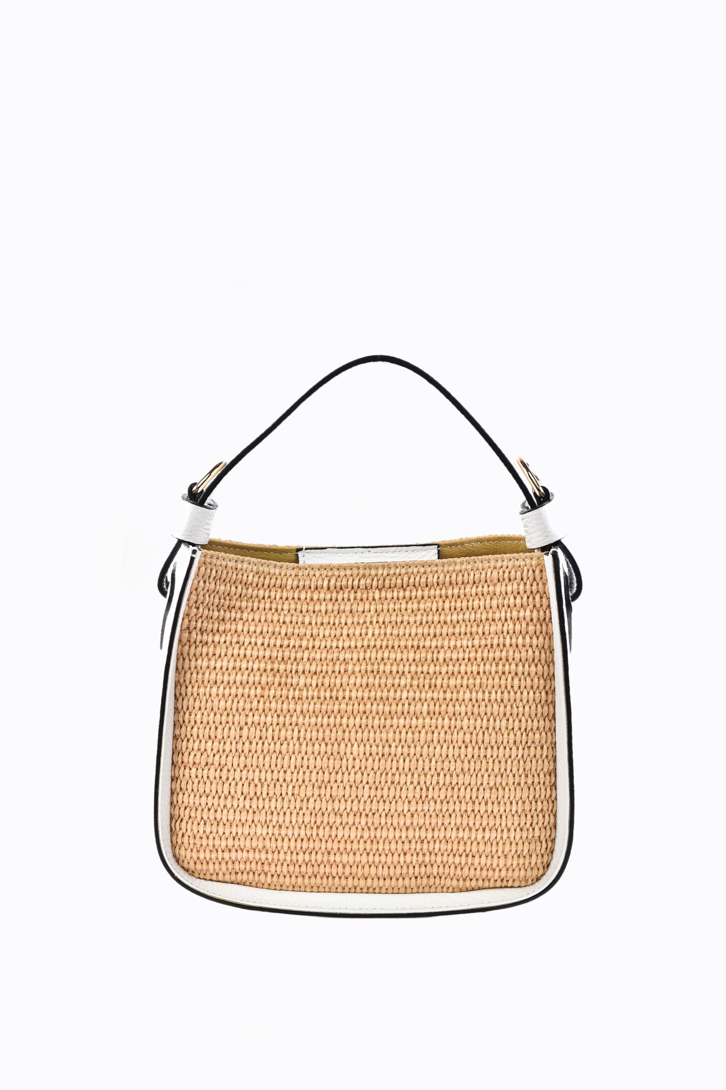 BORSA THEA IN PELLE E RAFFIA BIANCA