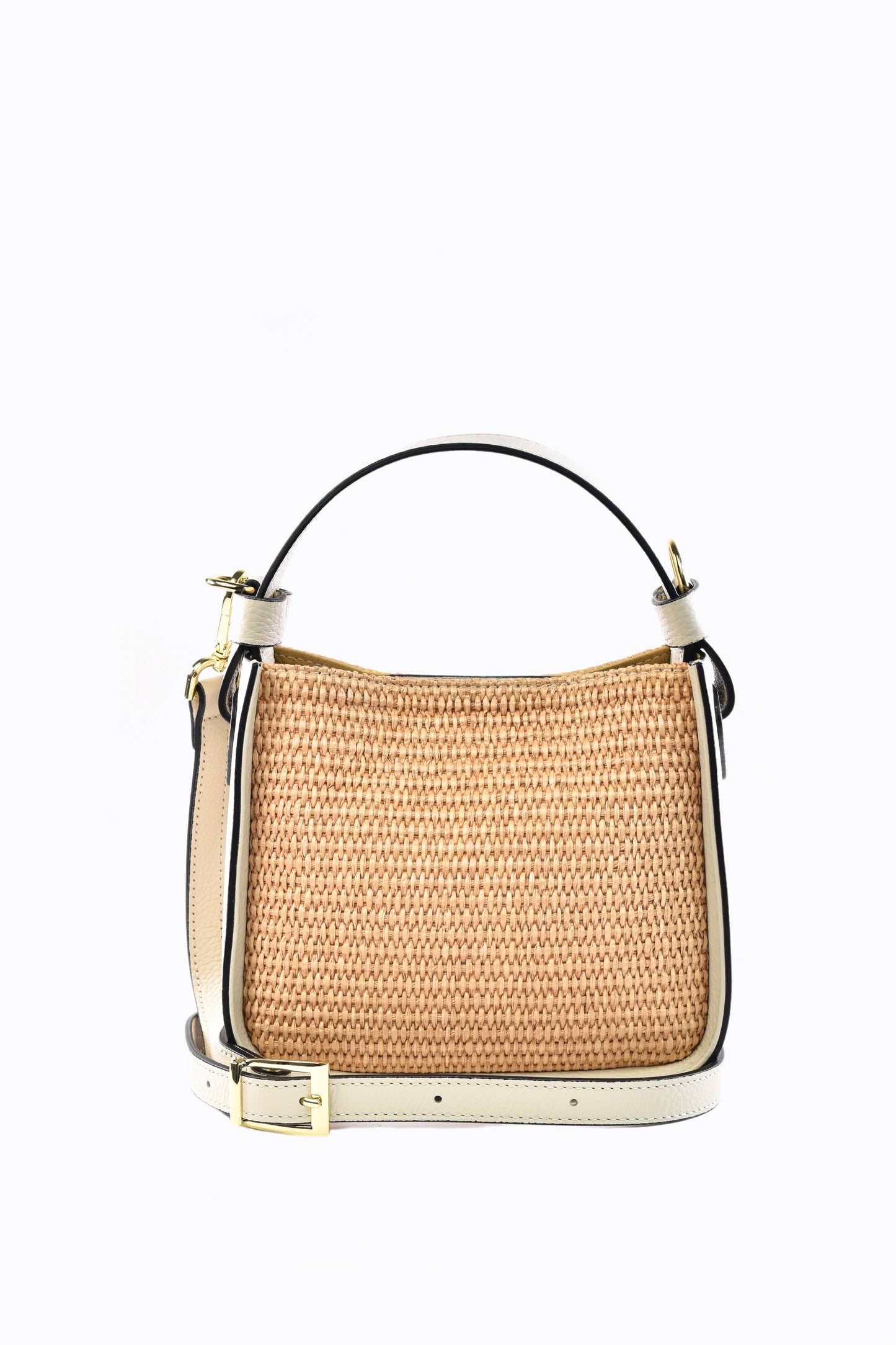 BORSA THEA IN PELLE E RAFFIA BEIGE