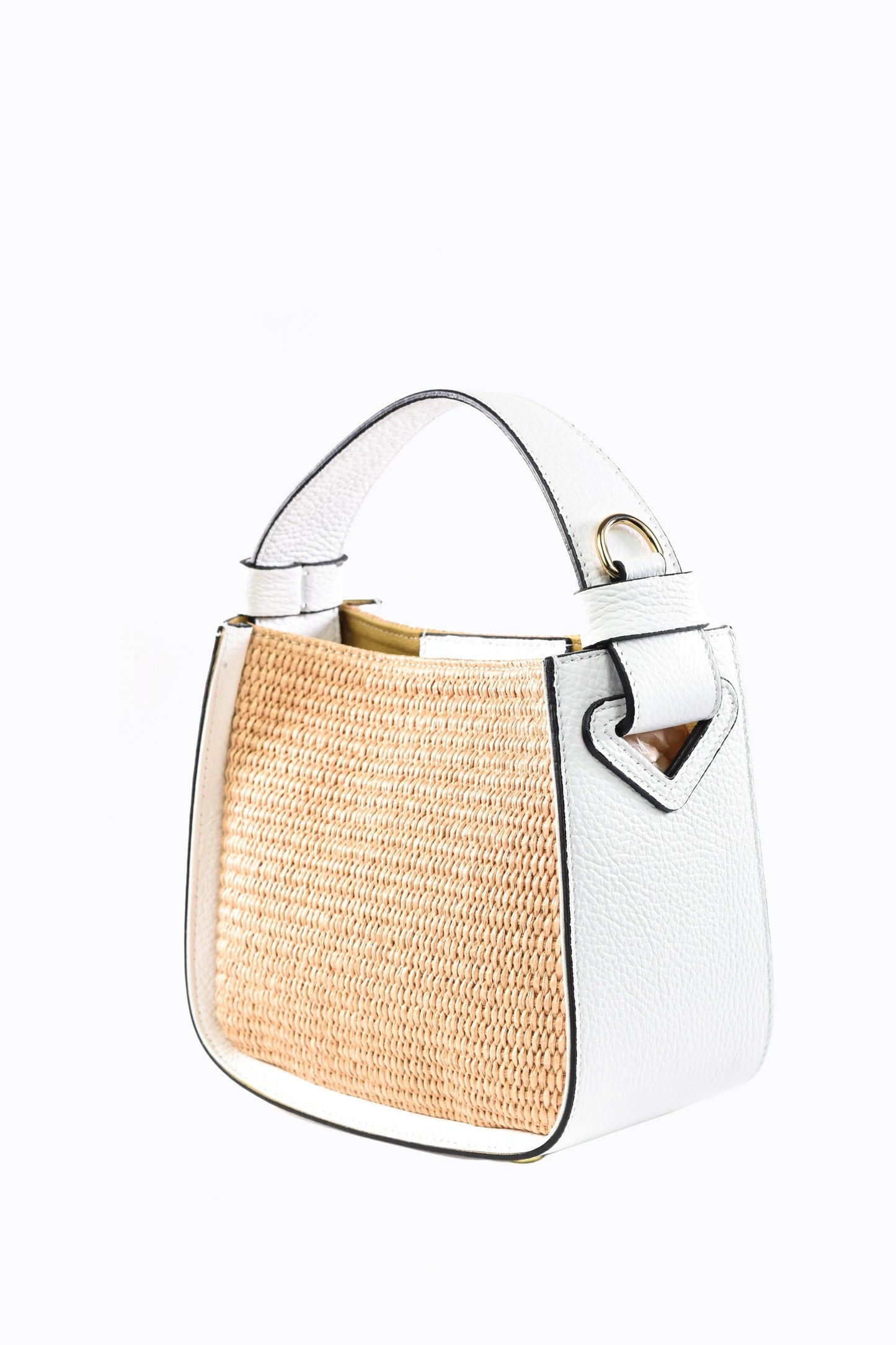 BORSA THEA IN PELLE E RAFFIA BIANCA