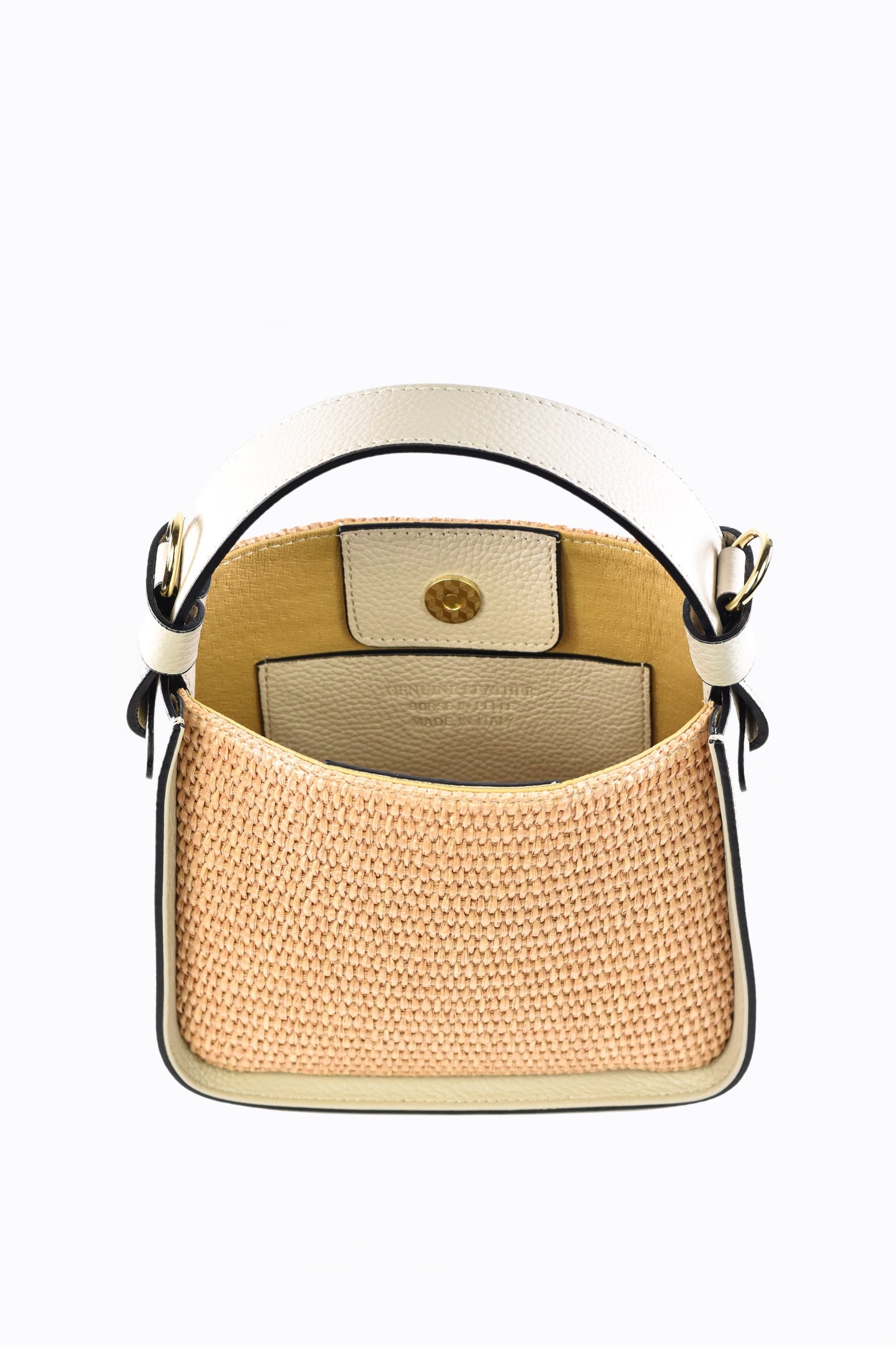 BORSA THEA IN PELLE E RAFFIA BEIGE