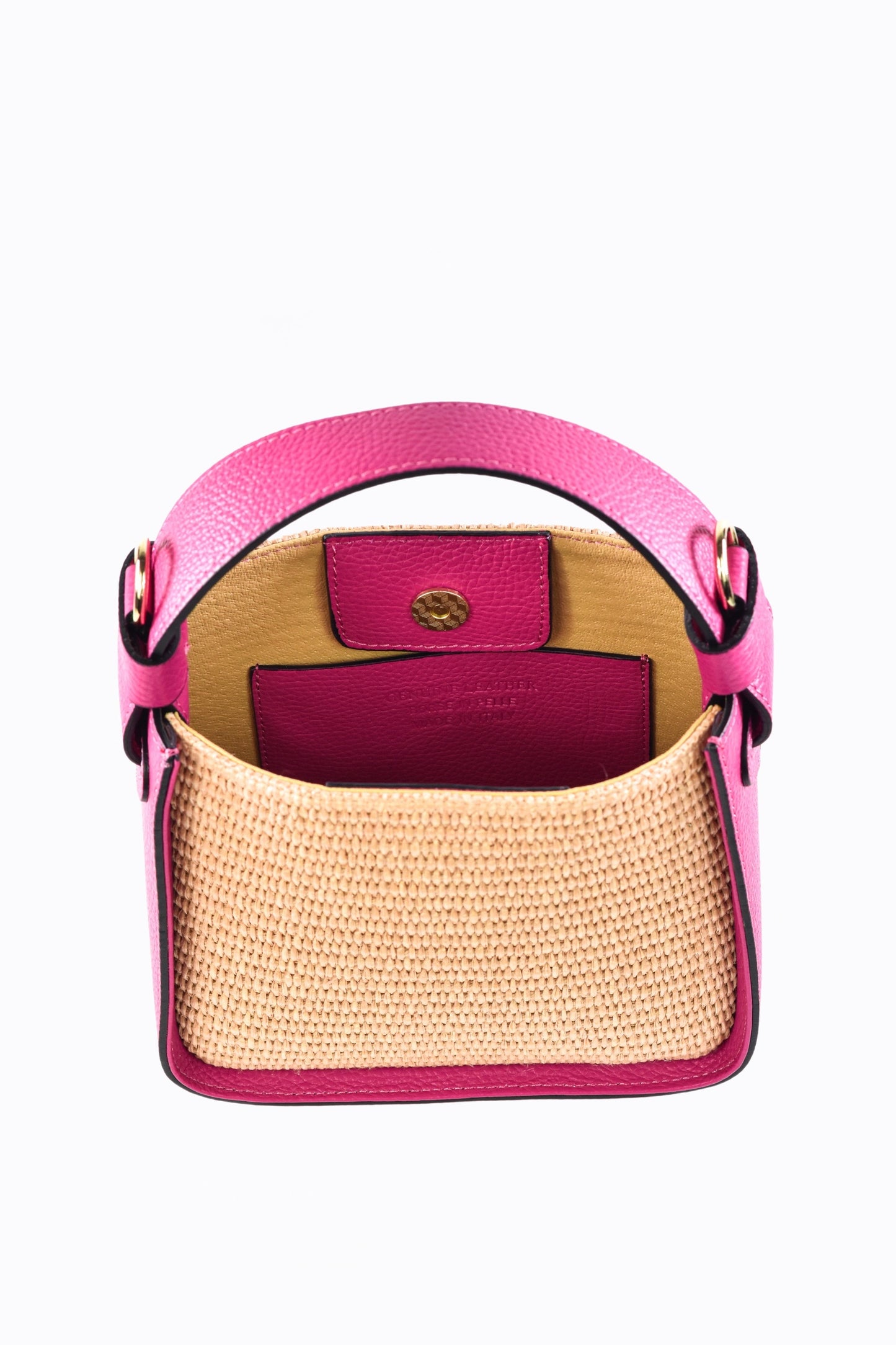 BORSA THEA IN PELLE E RAFFIA FUXIA