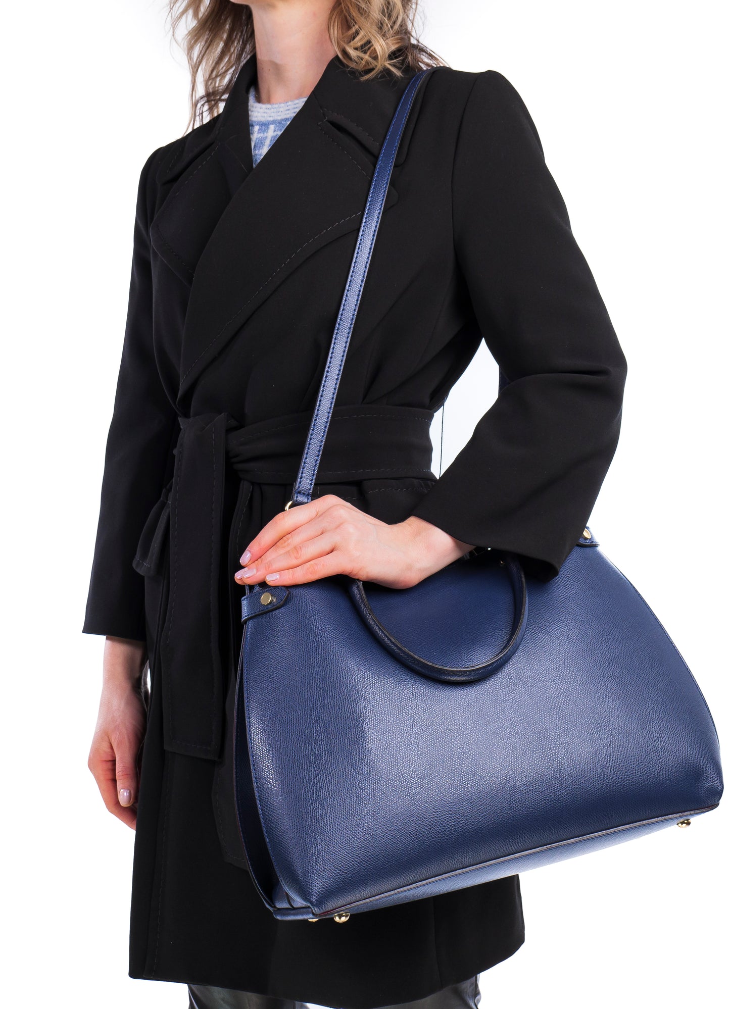 BORSA POLLY IN PELLE BLU