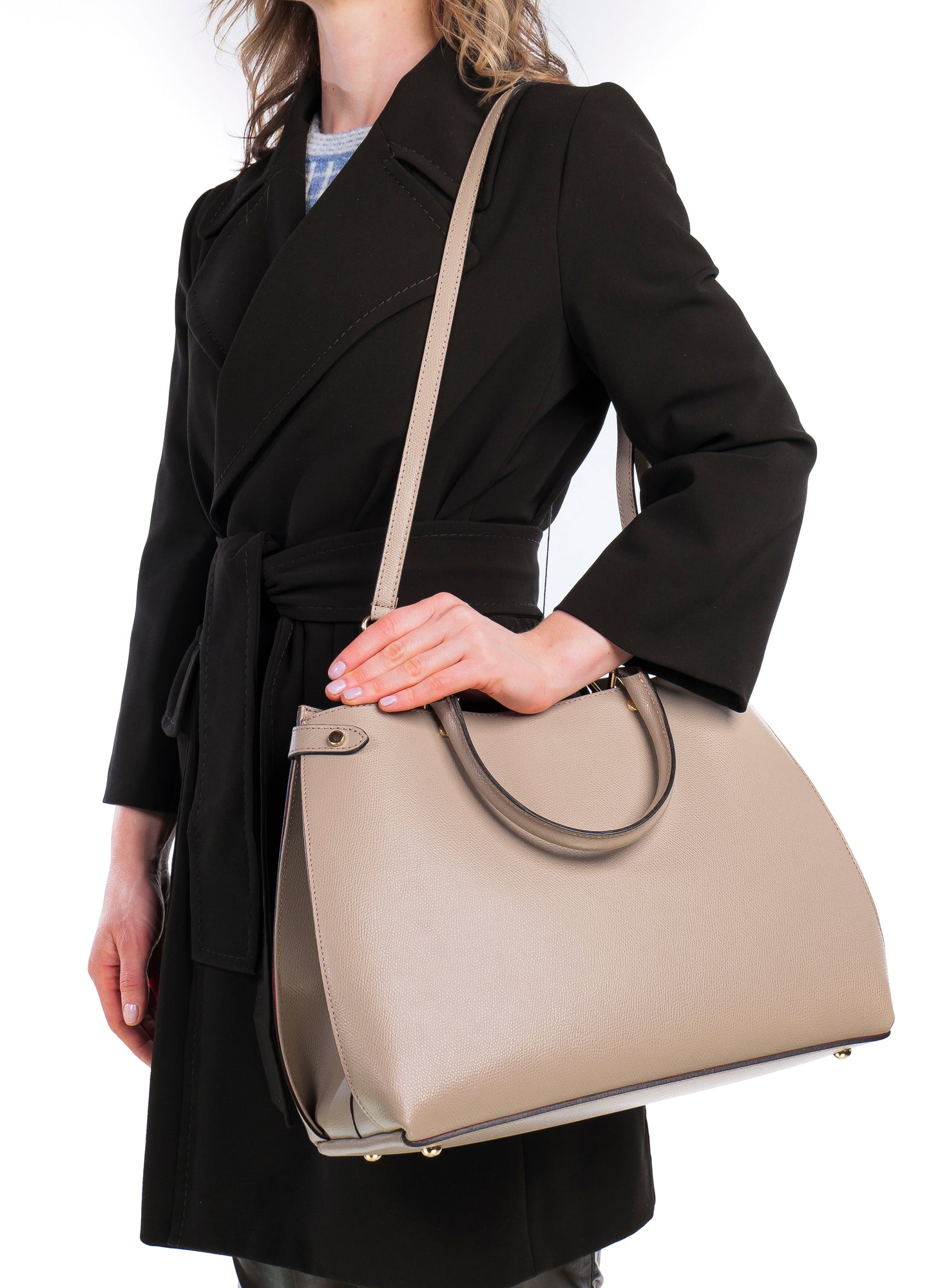 BORSA POLLY IN PELLE TAUPE