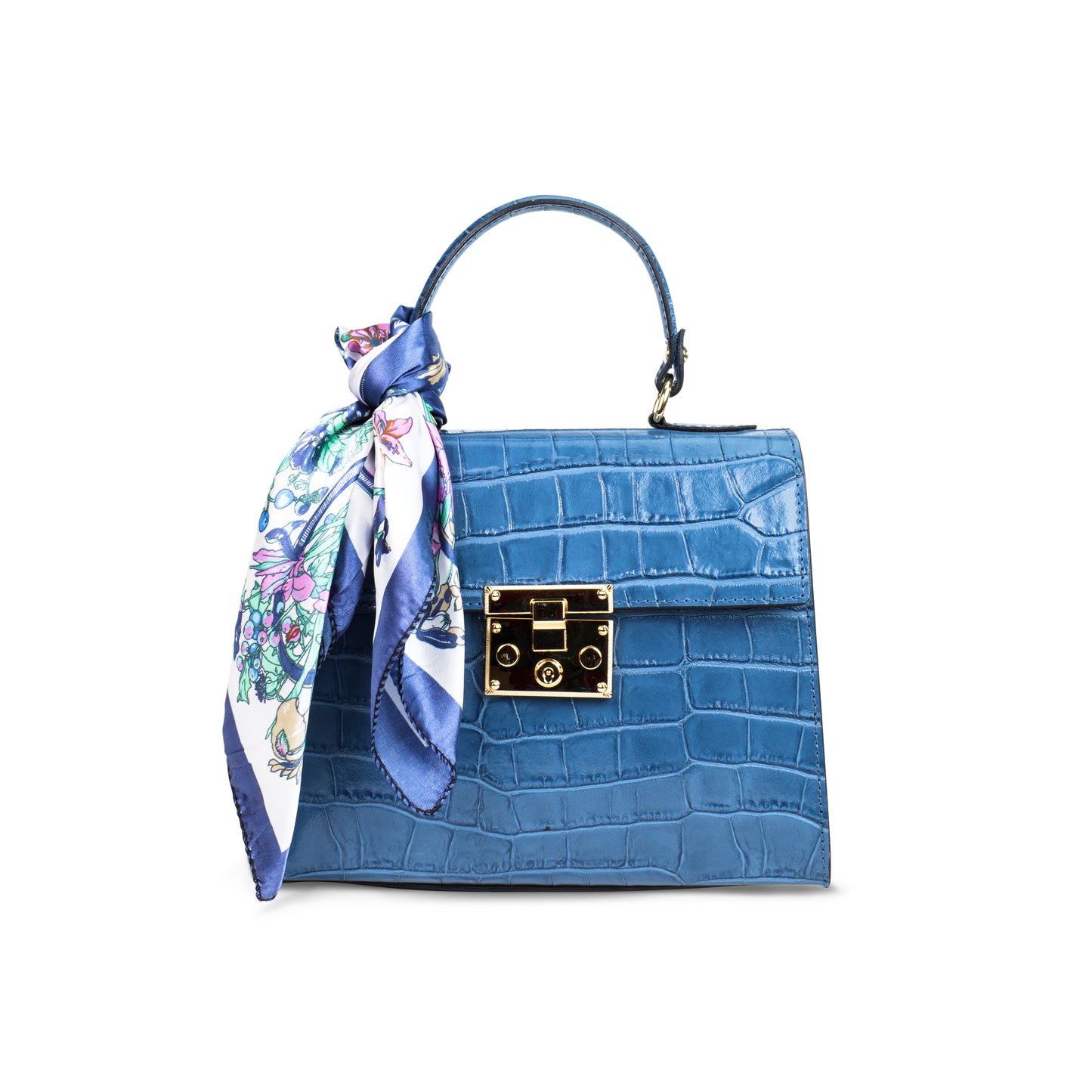 BORSA HAZEL IN PELLE COCCO AZZURRO