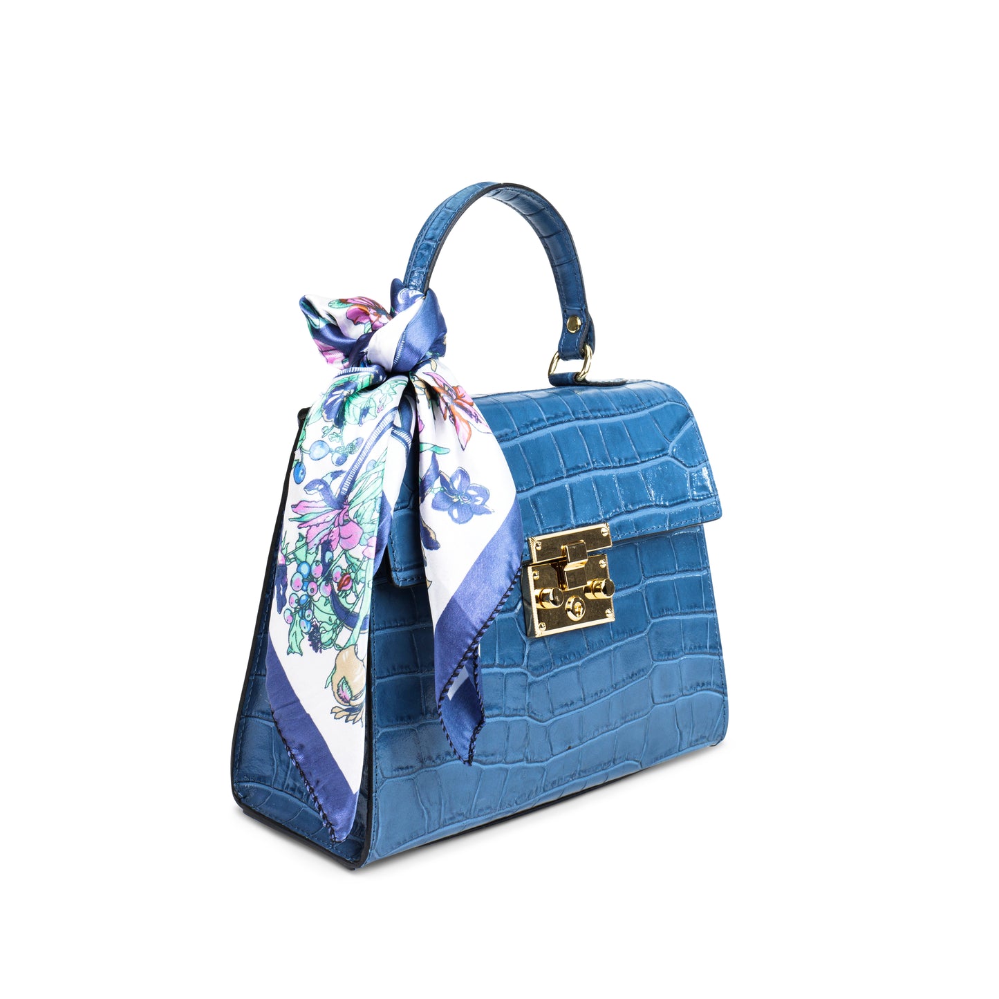 BORSA HAZEL IN PELLE COCCO AZZURRO