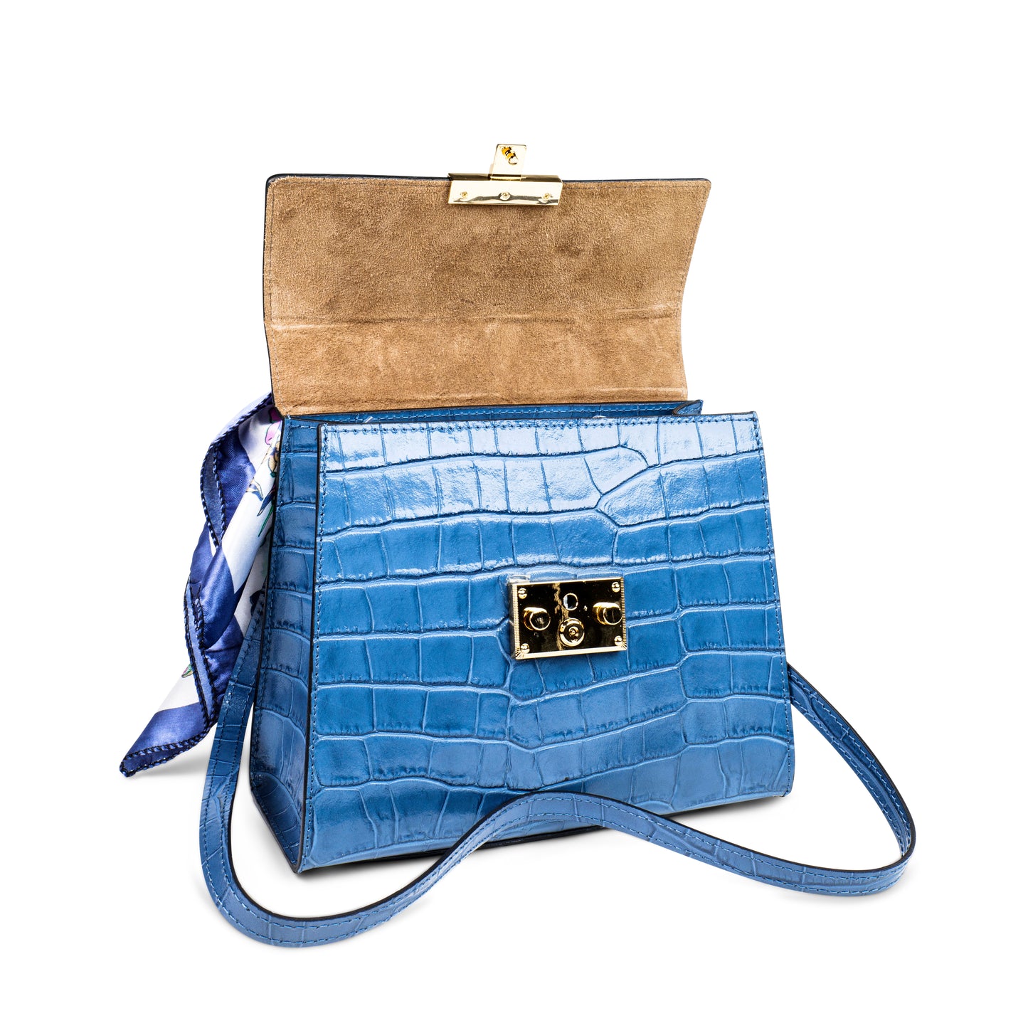 BORSA HAZEL IN PELLE COCCO AZZURRO