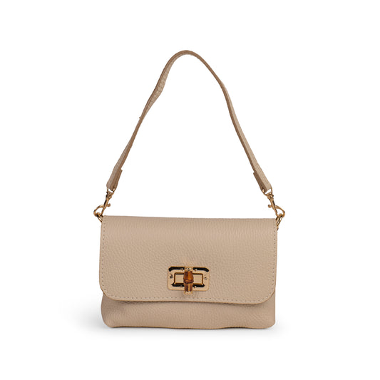 BORSA VICKY IN VERA PELLE TAUPE