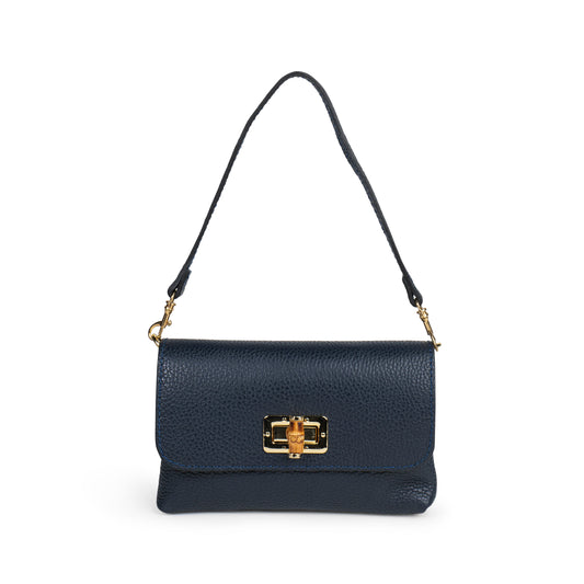 BORSA VICKY IN VERA PELLE BLU NAVY