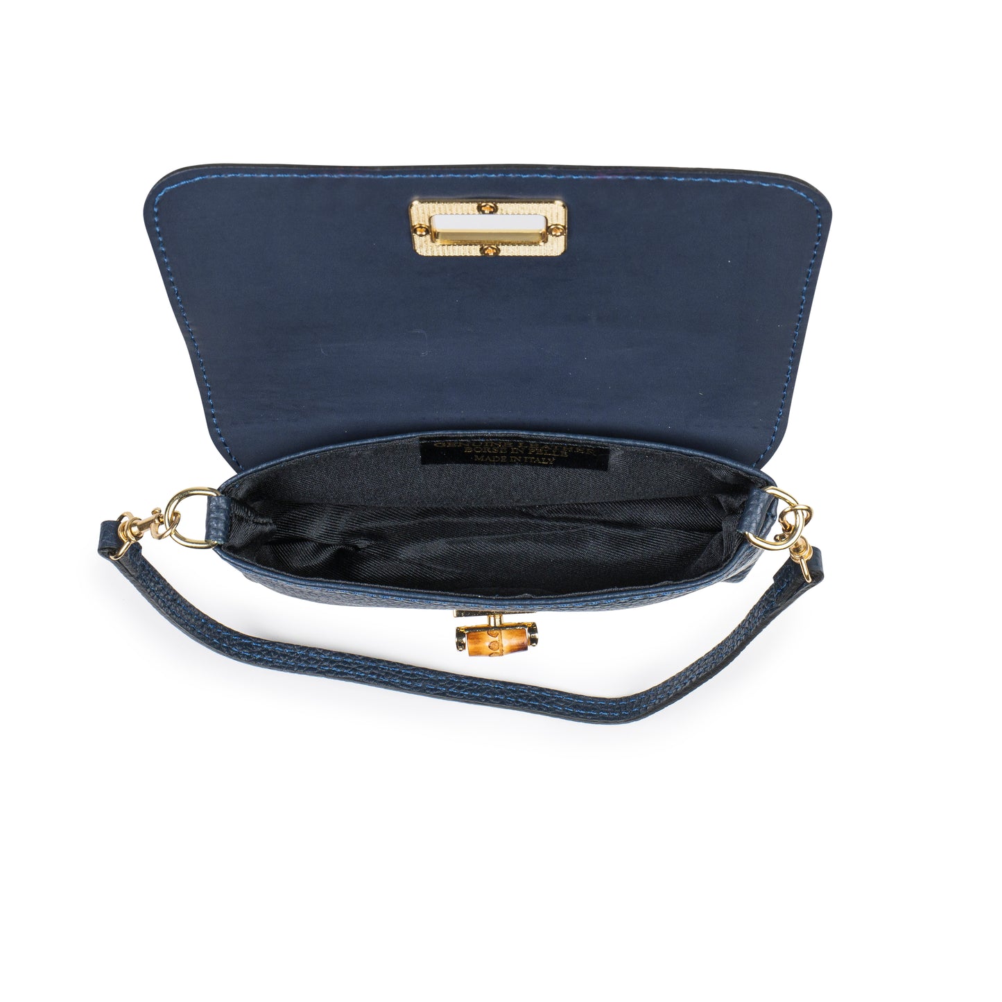 BORSA VICKY IN VERA PELLE BLU NAVY