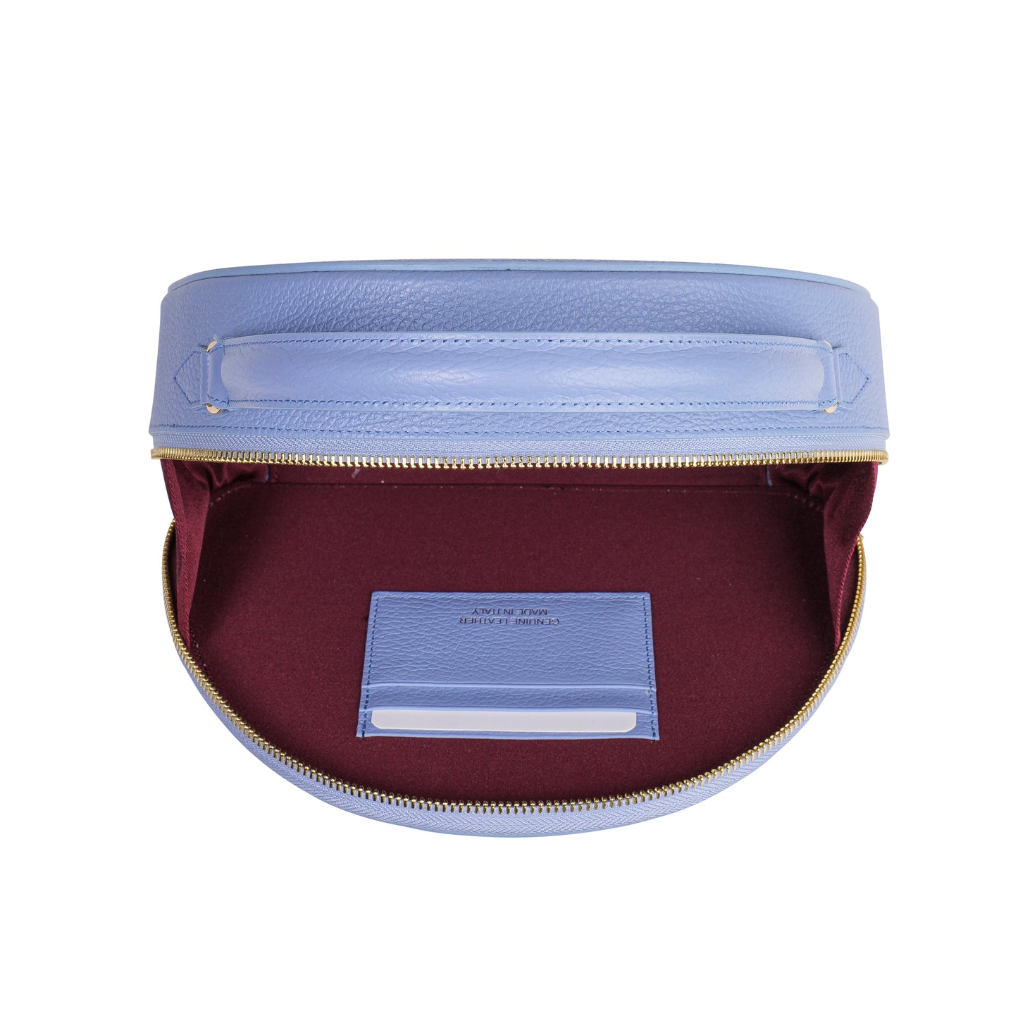 BORSA HALF MOON IN VERA PELLE MEDIA AZZURRO