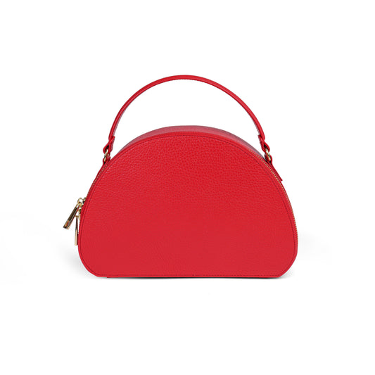 BORSA HALF MOON IN VERA PELLE MEDIA ROSSO