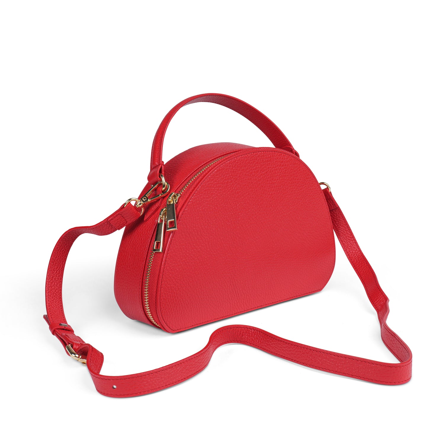 BORSA HALF MOON IN VERA PELLE MEDIA ROSSO