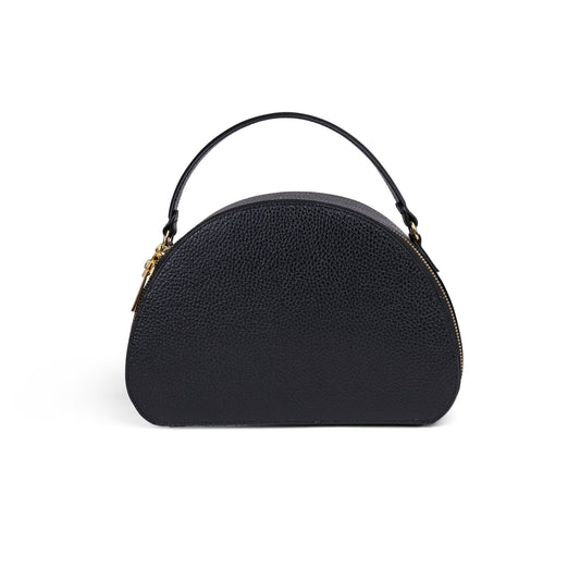 BORSA HALF MOON IN VERA PELLE MEDIA NERO