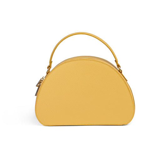 BORSA HALF MOON IN VERA PELLE MEDIA GIALLO