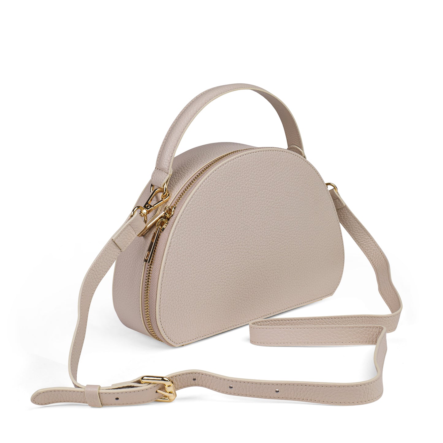 BORSA HALF MOON IN VERA PELLE MEDIA BEIGE