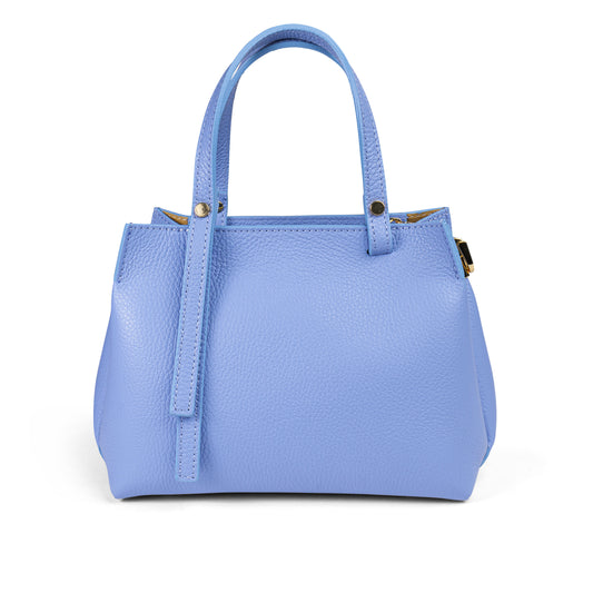 BORSA IN PELLE EVELYN AZZURRO