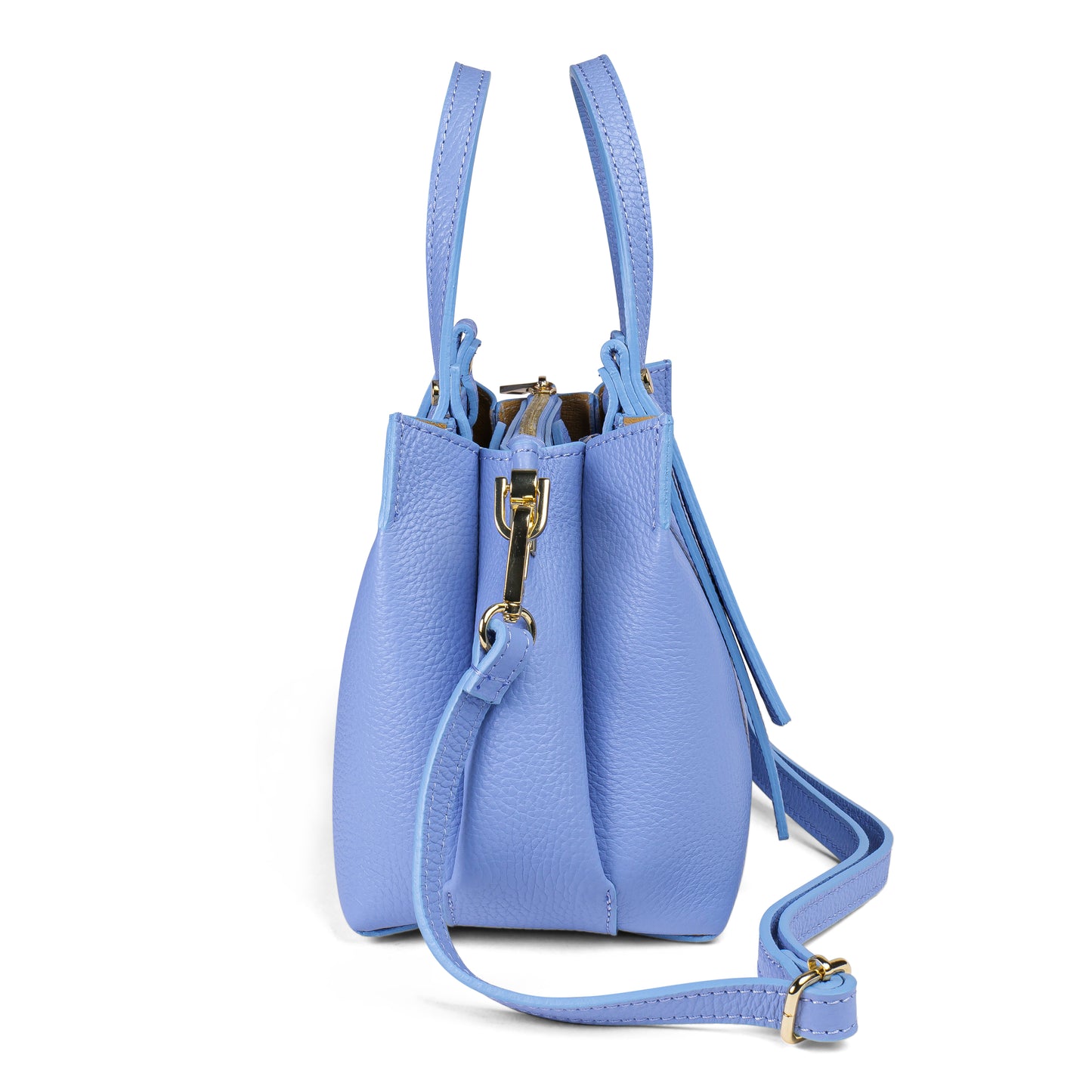 BORSA IN PELLE EVELYN AZZURRO