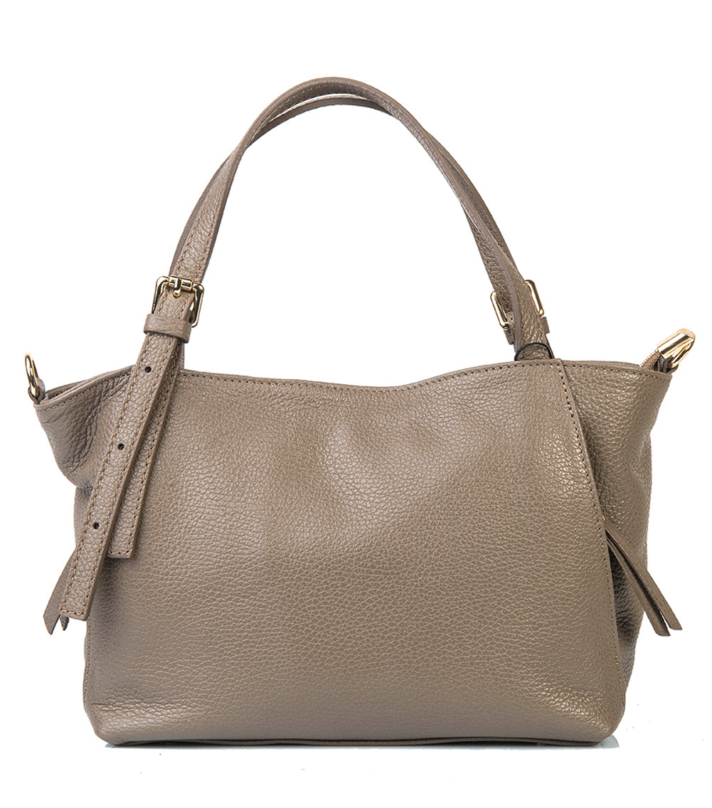 BORSA VIOLET IN PELLE TAUPE