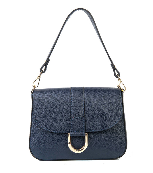 BORSA SCARLET IN PELLE BLU NOTTE