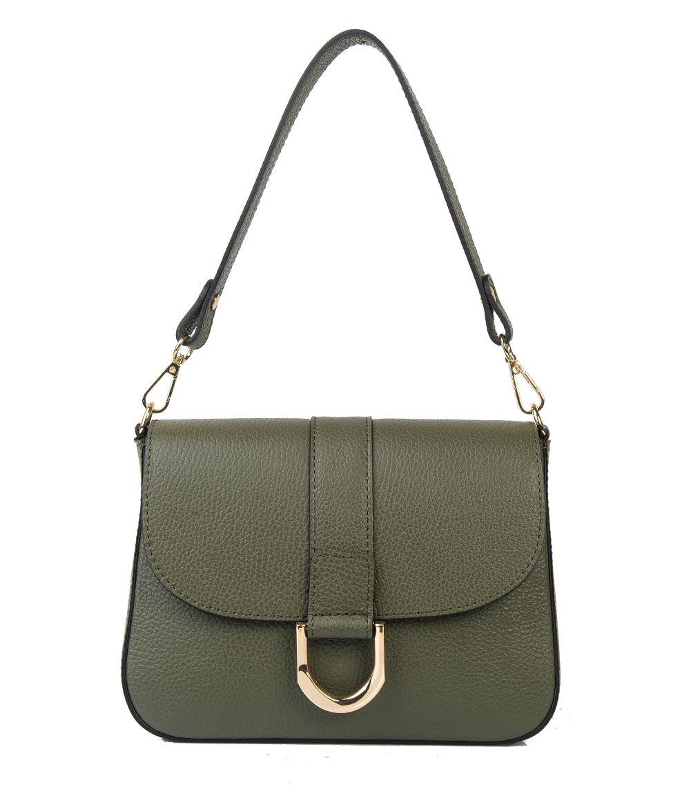 BORSA SCARLET IN PELLE VERDE OLIVA