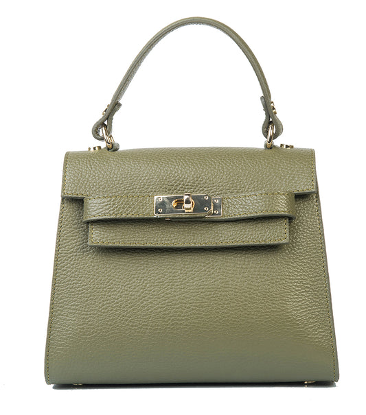 BORSA AVA IN PELLE VERDE MILITARE